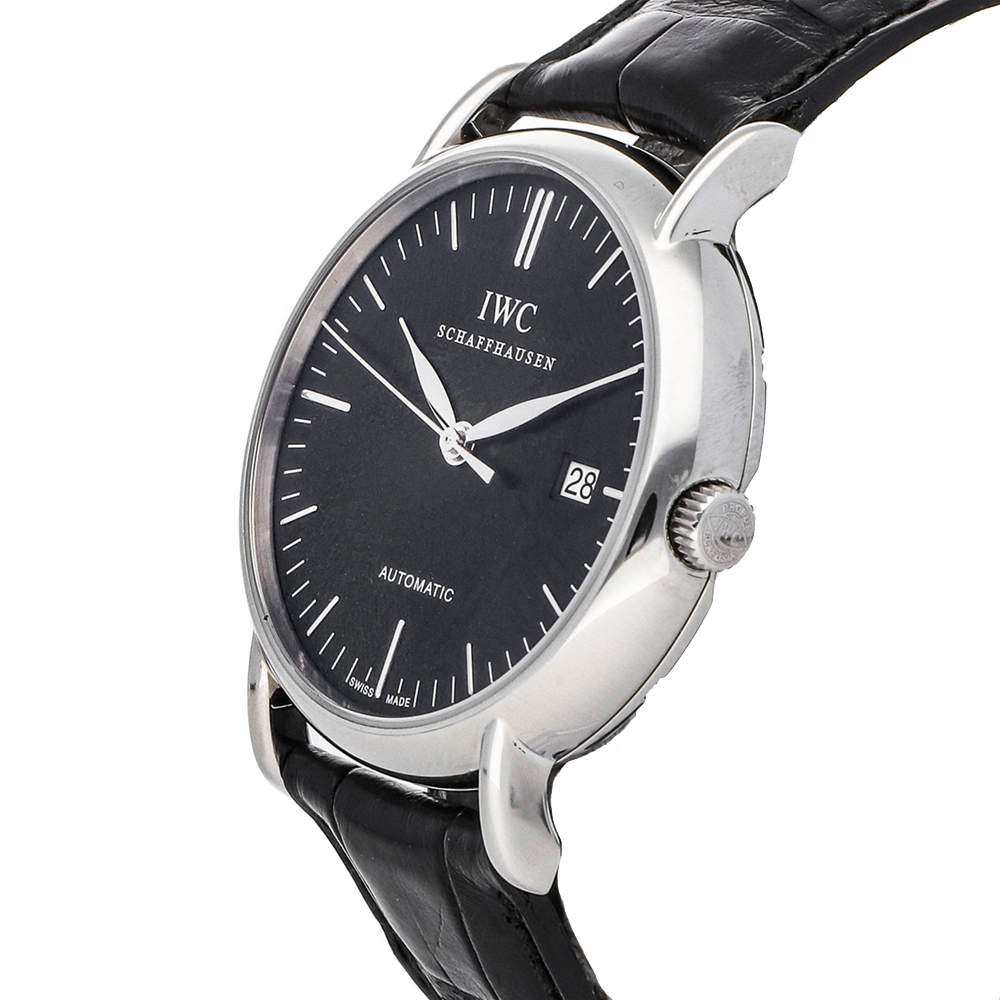 

IWC Black Stainless Steel Portofino Automatic IW3563-05 Men's Wristwatch 39 MM