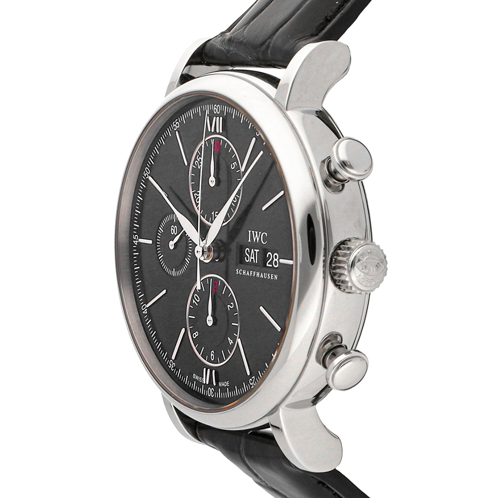

IWC Black Stainless Steel Portofino Chronograph IW3910-02 Men's Wristwatch 42 MM