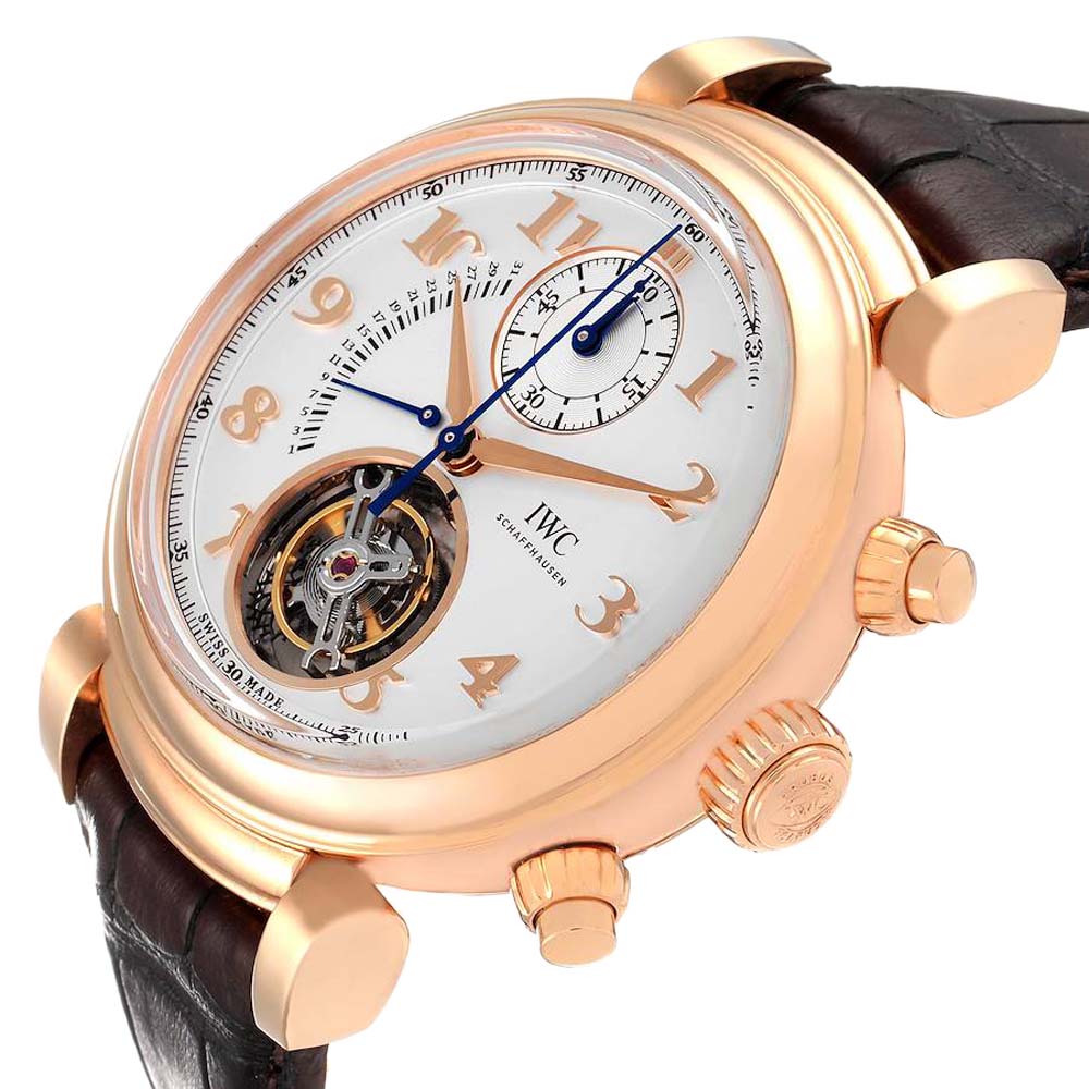 

IWC Silver 18K Rose Gold Da Vinci Tourbillon FlyBack Retrograde IW393101 Men's Wristwatch 44 MM