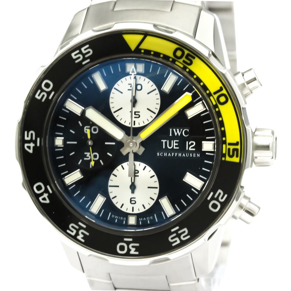 

IWC Black Stainless Steel Aquatimer Chronograph Automatic Men's Wristwatch 44 mm