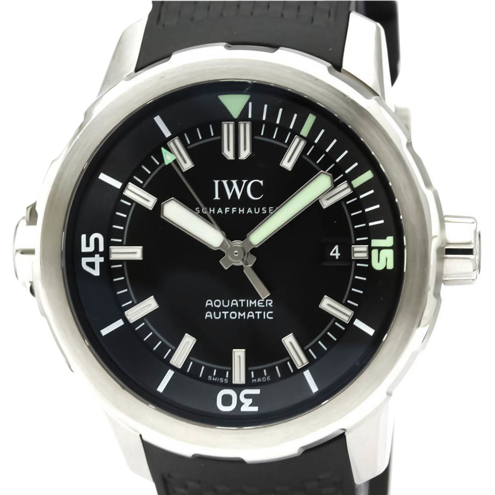 

IWC Black Stainless Steel Aquatimer Automatic IW329001 Men's Wristwatch 42 mm