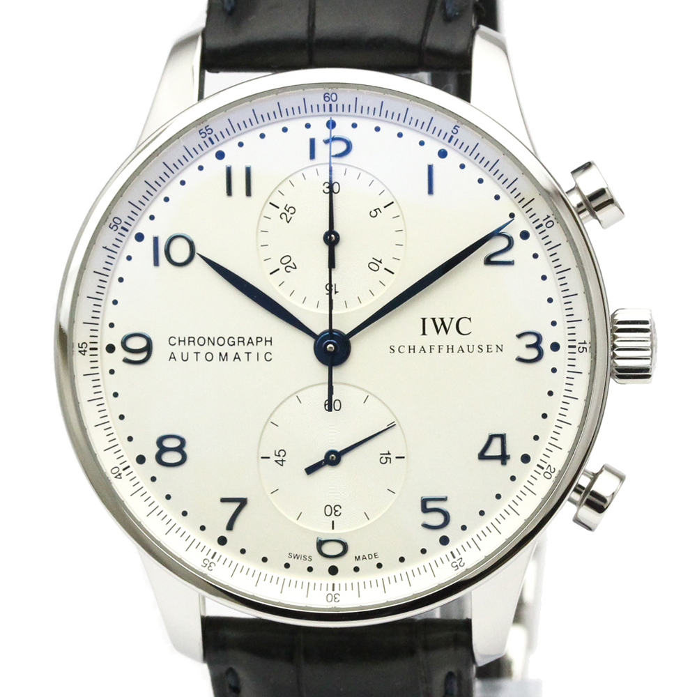 

IWC White Stainless Steel Portuguese Automatic Chronograph IW371446 Men's Wristwatch 41 mm