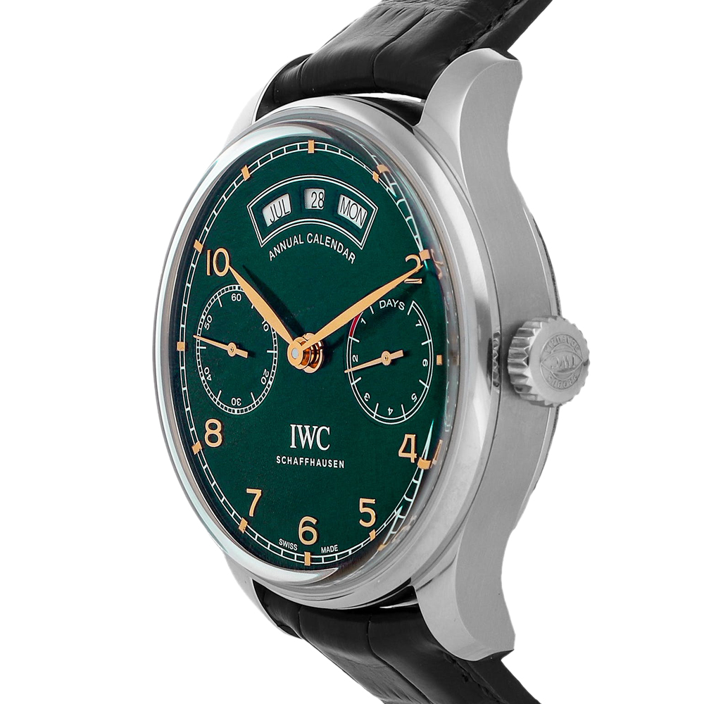 

IWC Green Stainless Steel Portugieser Annual Calendar Limited Edition IW5035-10 Men's Wristwatch