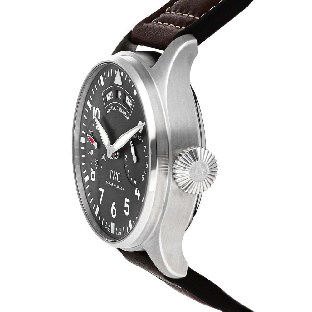 

IWC Grey Stainless Steel Pilot's Annual Calendar Spitfire IW5027-02 Men's Wristwatch 46 MM