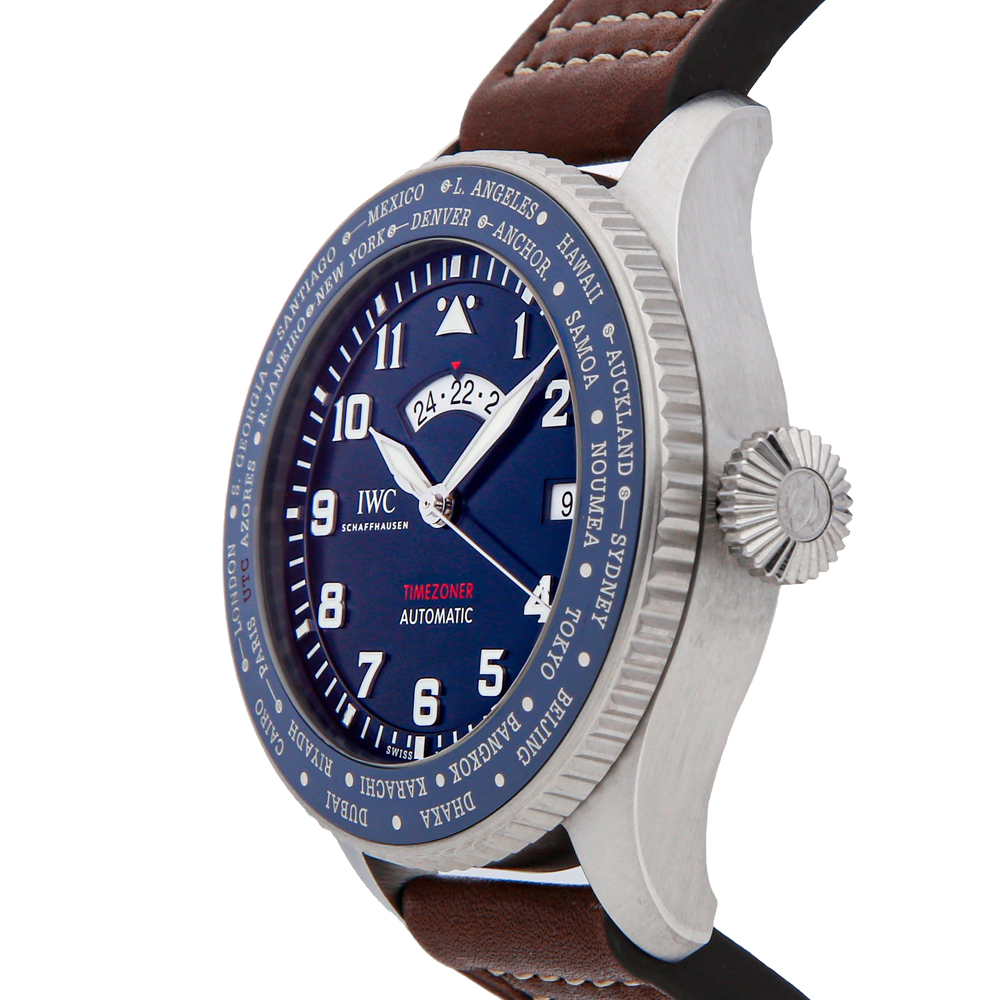 

IWC Blue Stainless Steel Pilot Timezoner Limited Edition "Le Petite Prince" IW3955-03 Men's Wristwatch 46 MM