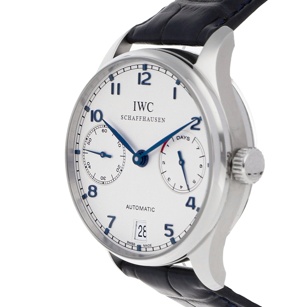 

IWC Silver Stainless Steel Portugieser 7 Day IW5001-07 Men's Wristwatch 42 MM