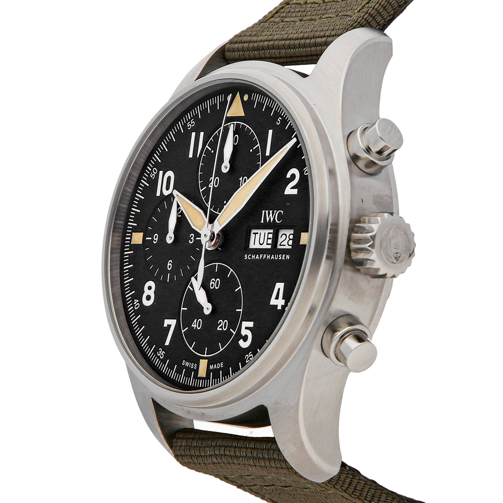 

IWC Black Stainless Steel Pilot's Chronograph Spitfire IW3879-01 Men's Wristwatch 41 MM