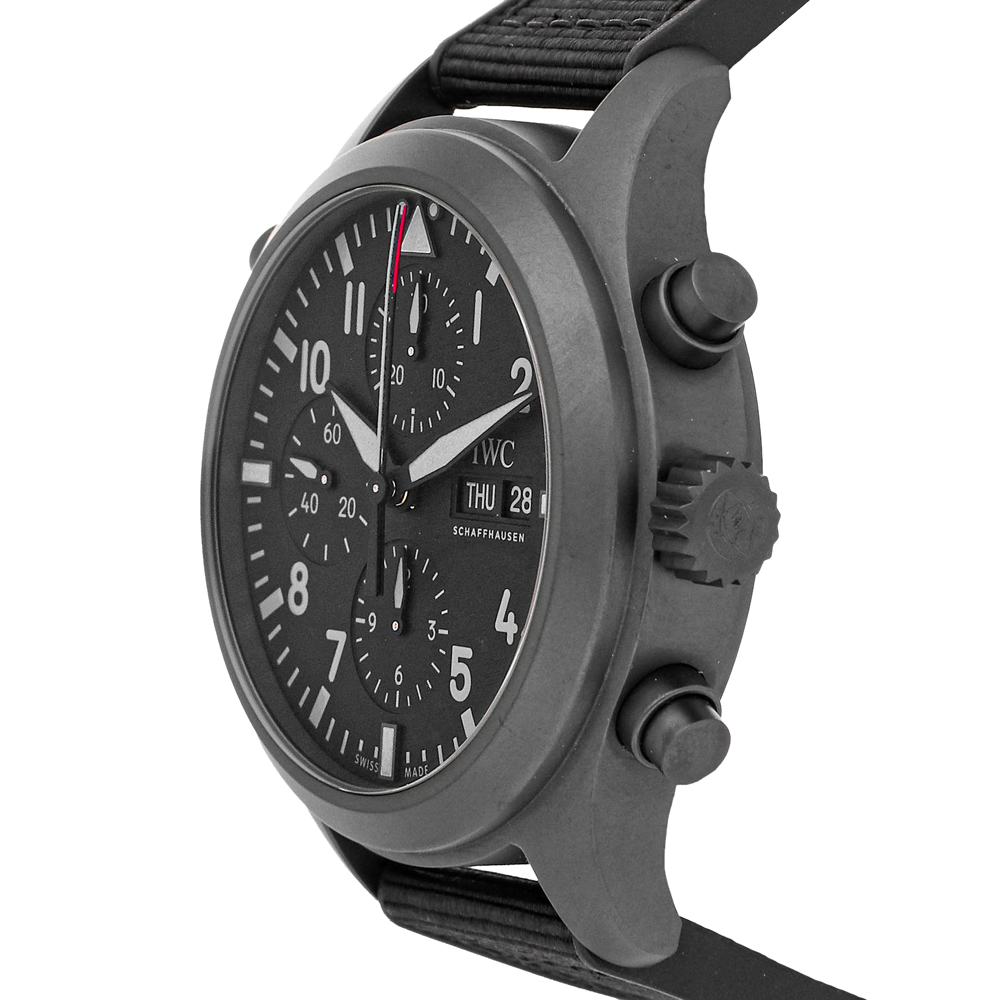 

IWC Black Ceramic Pilot's Watch Coulbe Chronograph Top Gun IW3718-15 Men's Wristwatch 44 MM