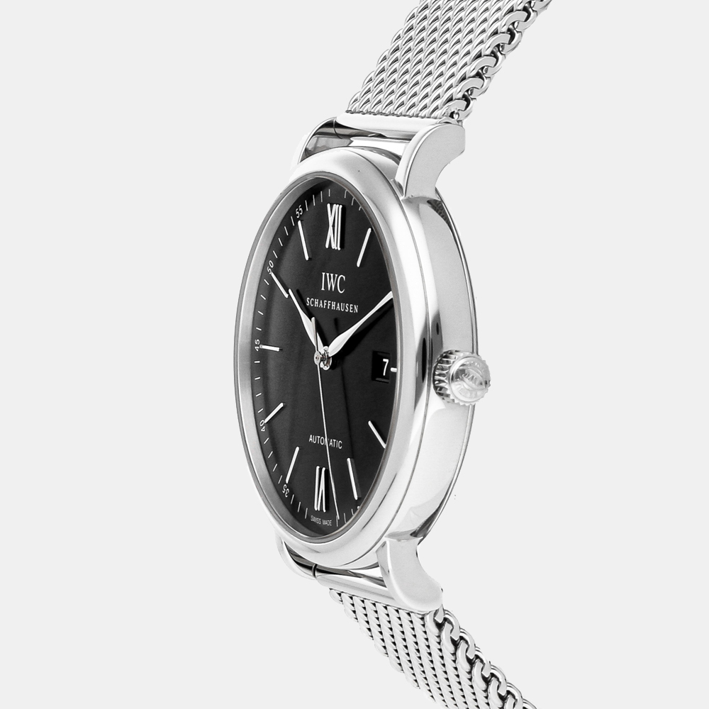 

IWC Black Stainless Steel Portofino IW3565-06 Men's Wristwatch 40 MM