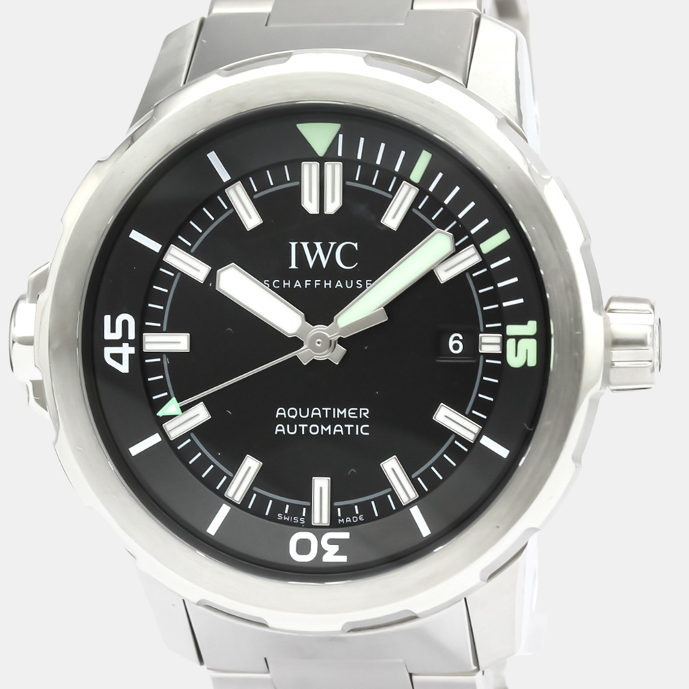 

IWC Black Stainless Steel Aqua Timer Automatic IW329002 Men's Wristwatch 42 mm