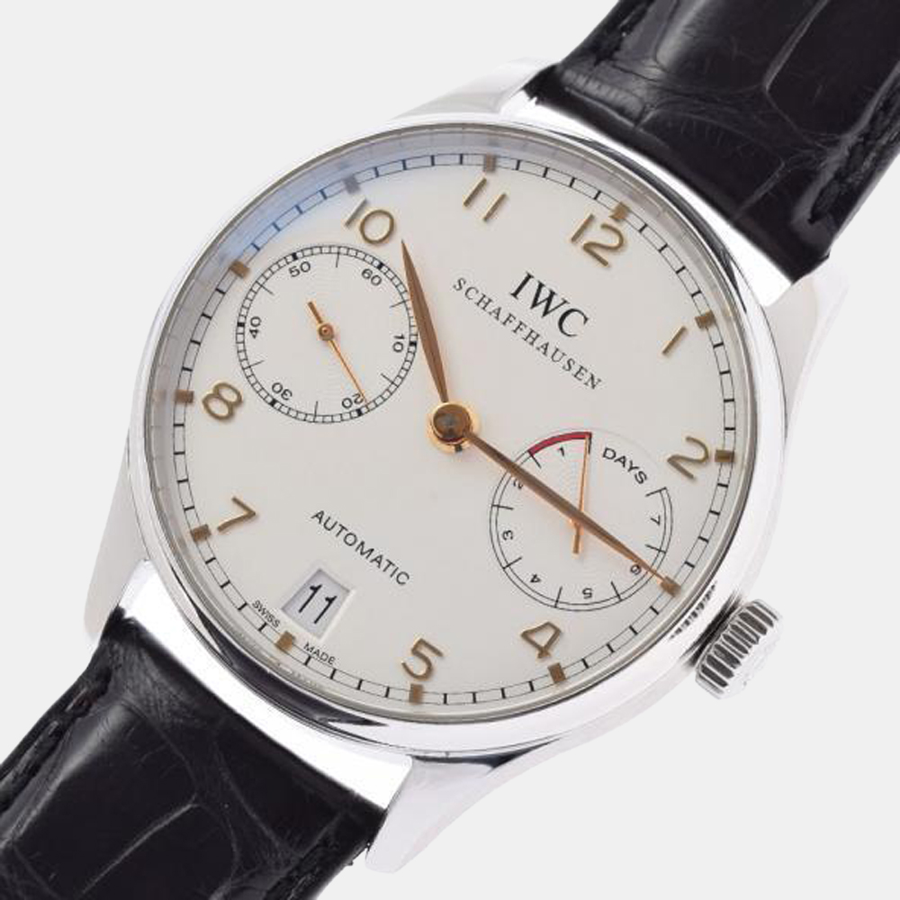 

IWC White Stainless Steel Portuguese IW500114 Automatic Men's Wristwatch 42 mm