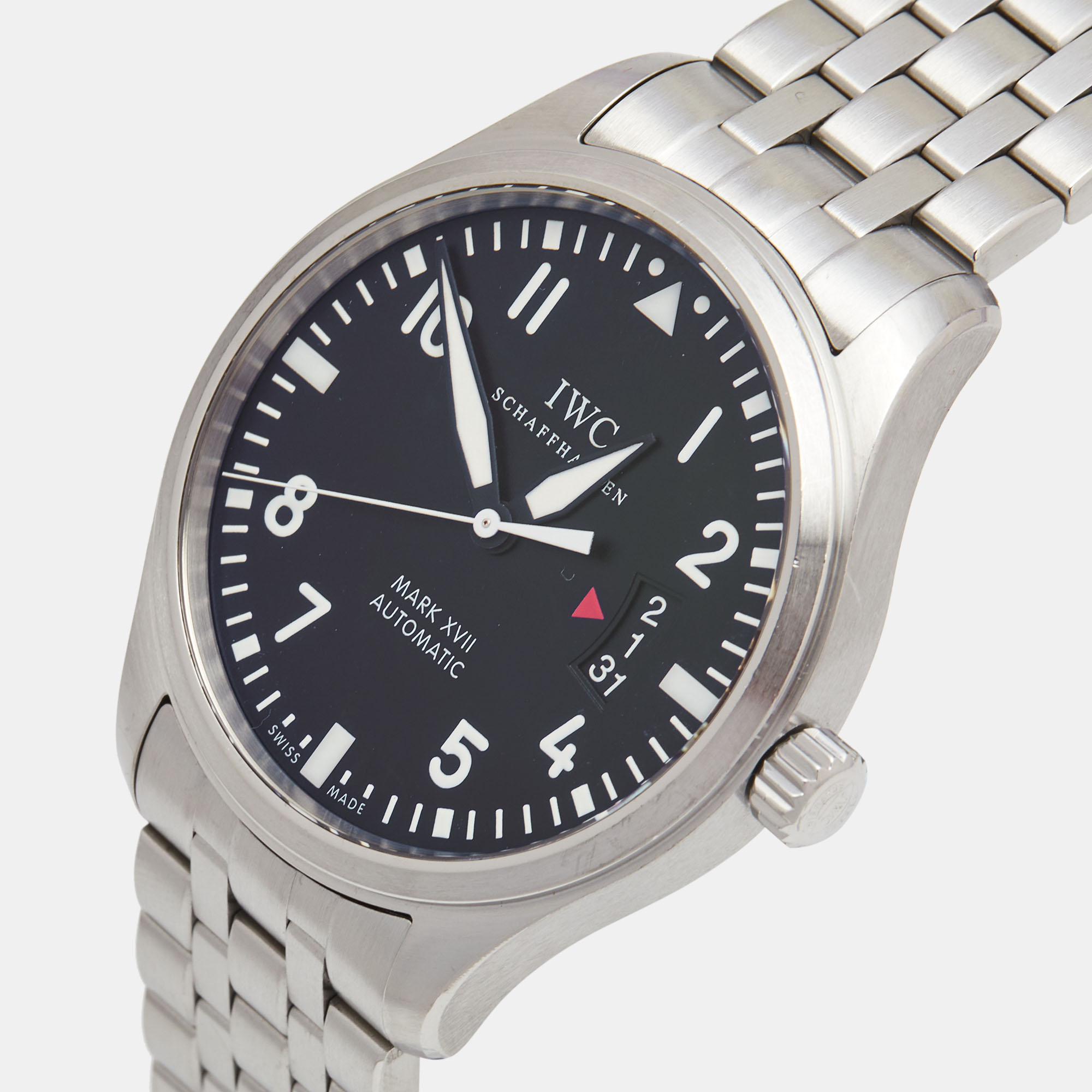 

IWC Schaffhausen Black Stainless Steel Pilot's Watch Mark XVII IW326504 Men's Wristwatch, Silver