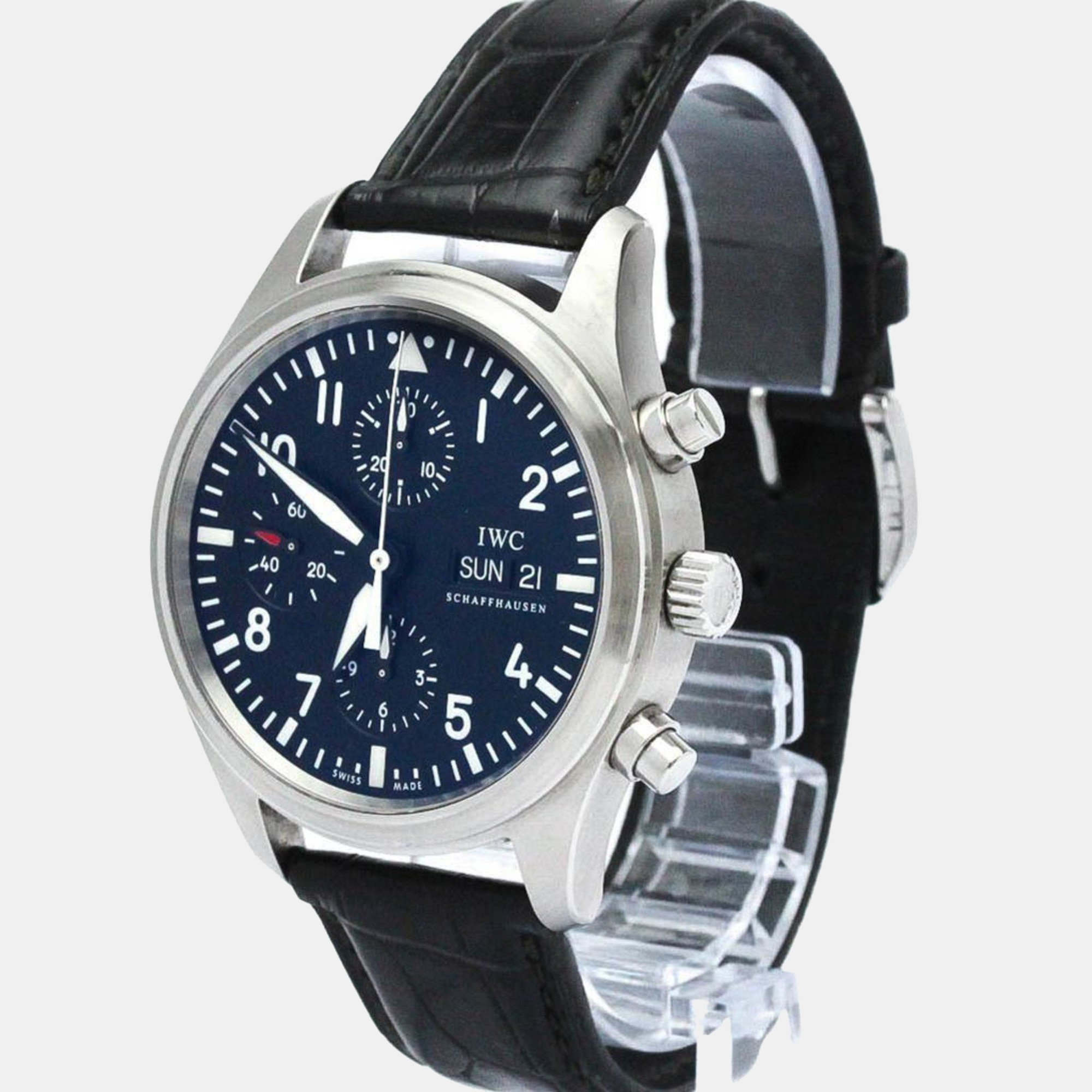 

IWC Black Stainless Steel Pilot IW371701 Automatic Men's Wristwatch 42 mm