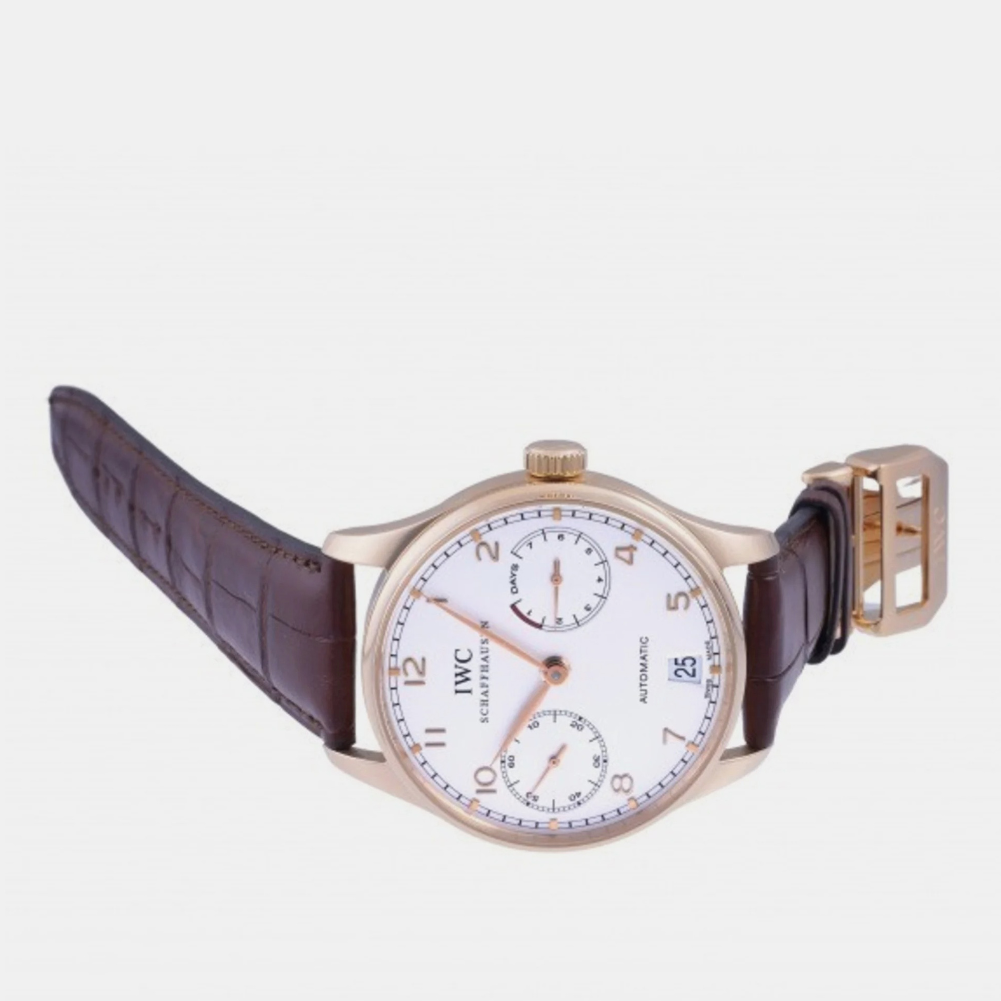 

IWC Silver 18k Rose Gold Portugieser IW500101 Automatic Men's Wristwatch 42 mm