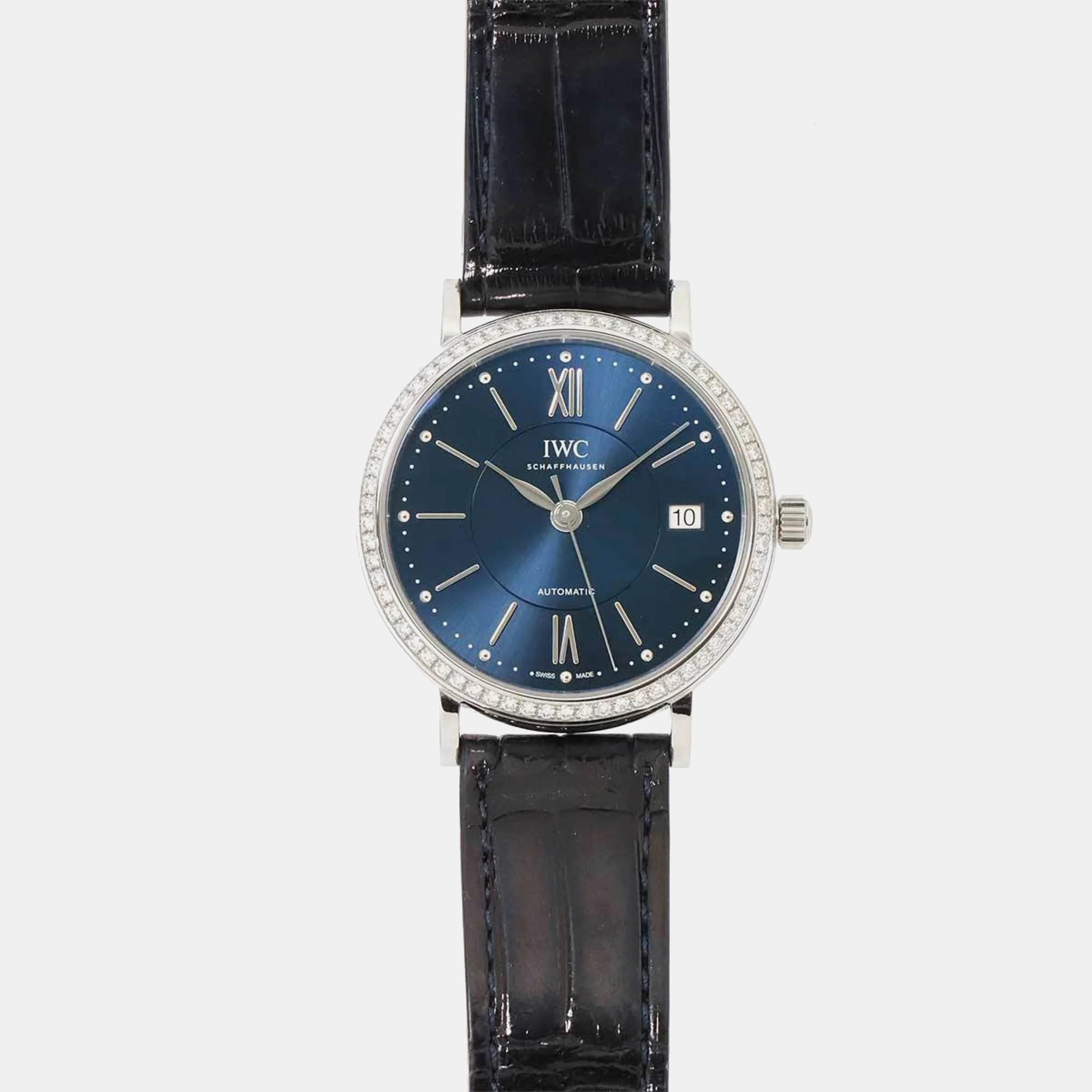 

IWC Silver Stainless Steel Portofino IW458111 Men's Wristwatch, Blue