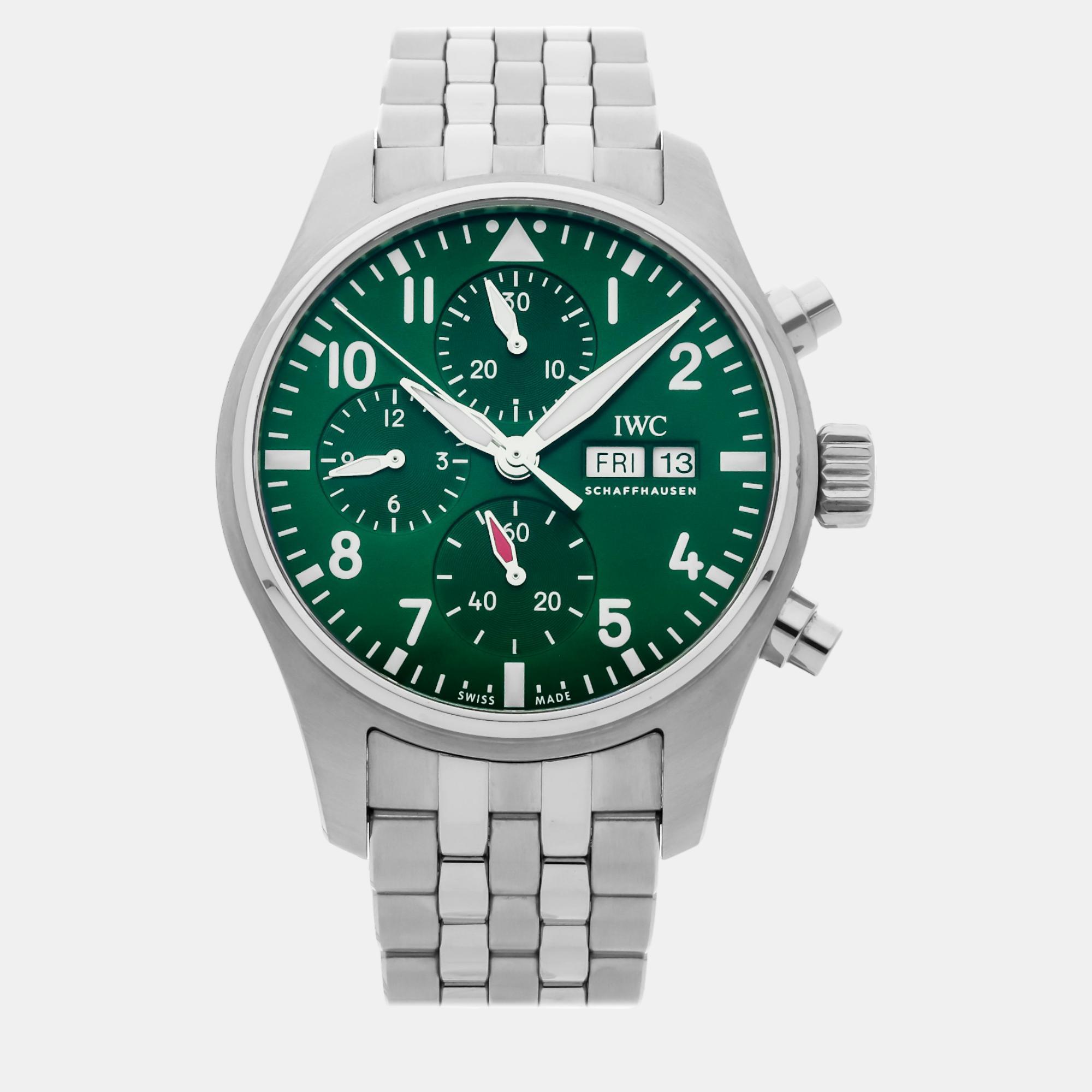 

IWC Green Stainless Steel Pilot's Automatic Men's Wristwatch 41 mm