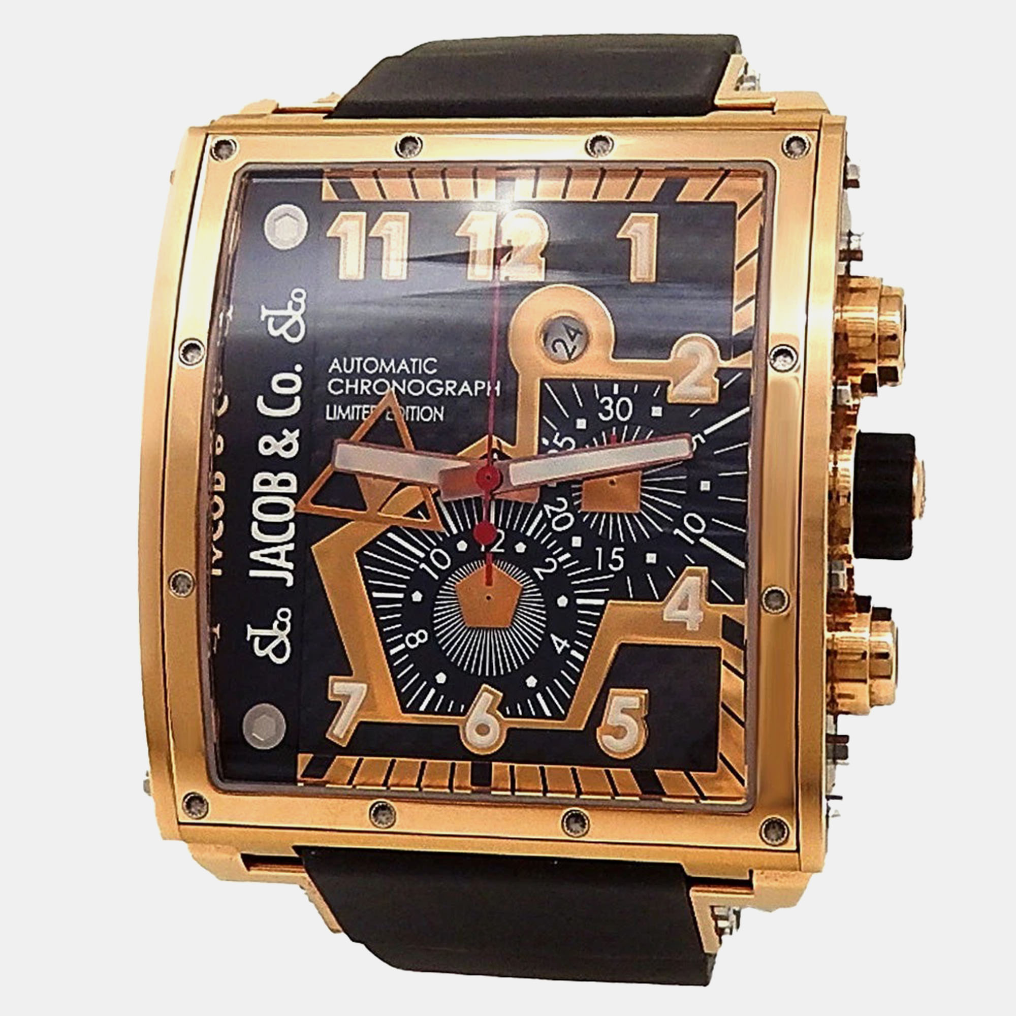 

Jacob Co Epic 1 V.2Q3RG Automatic Black Carbon Fiber 18K Rose Gold Men’s Wristwatch 41.5 mm