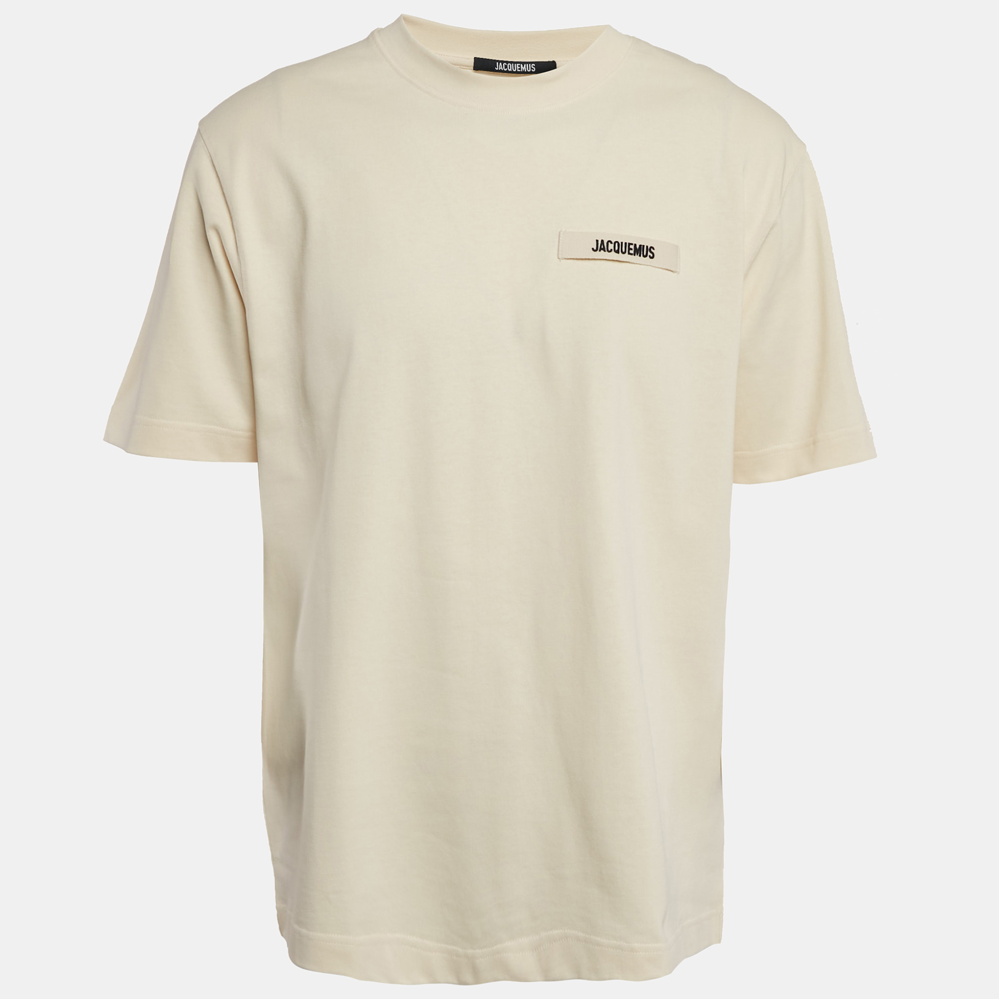 

Jacquemus Cream Cotton Crew Neck Gros Grain T-Shirt XL