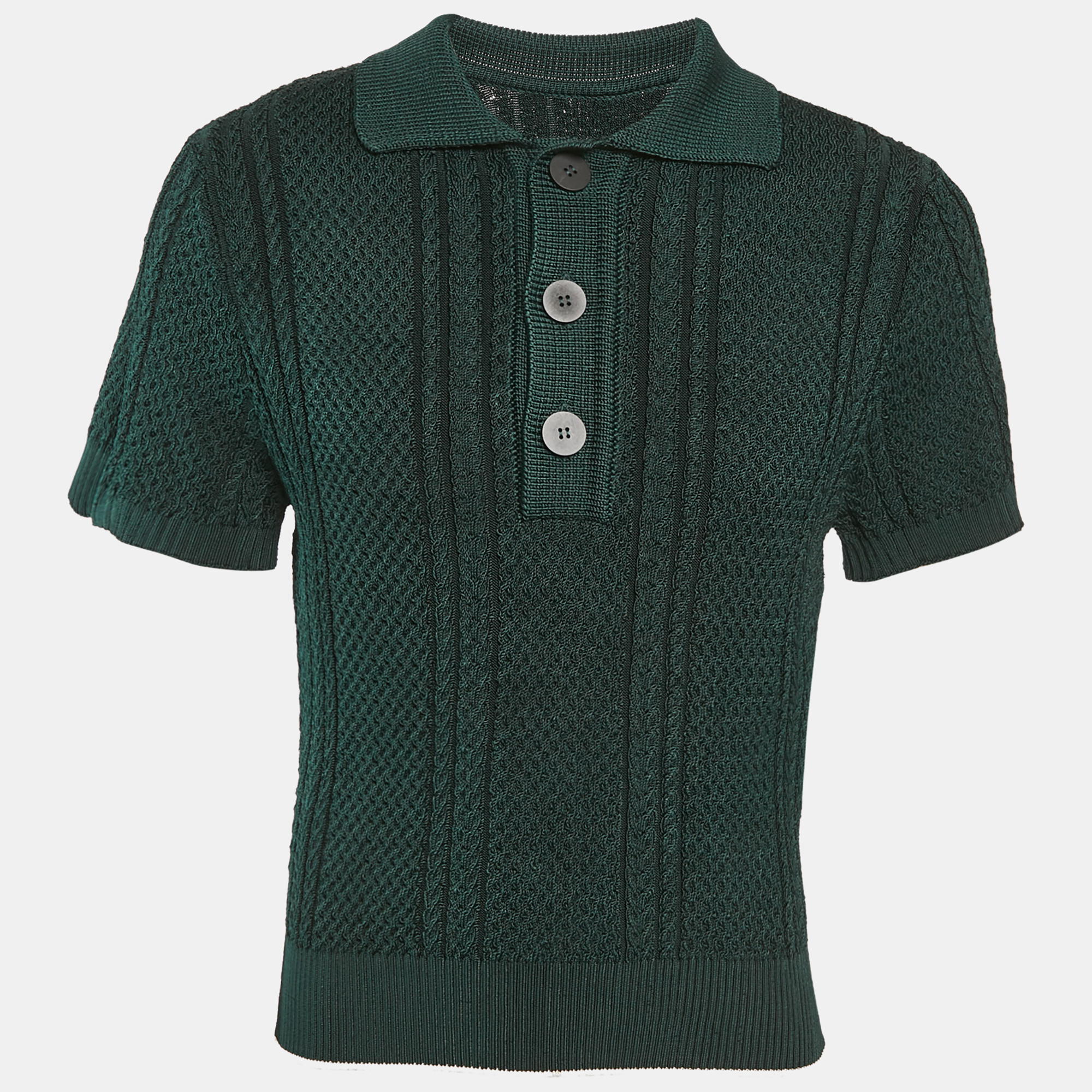 

Jacquemus Green Cable Knit The Belo Polo T-shirt XS