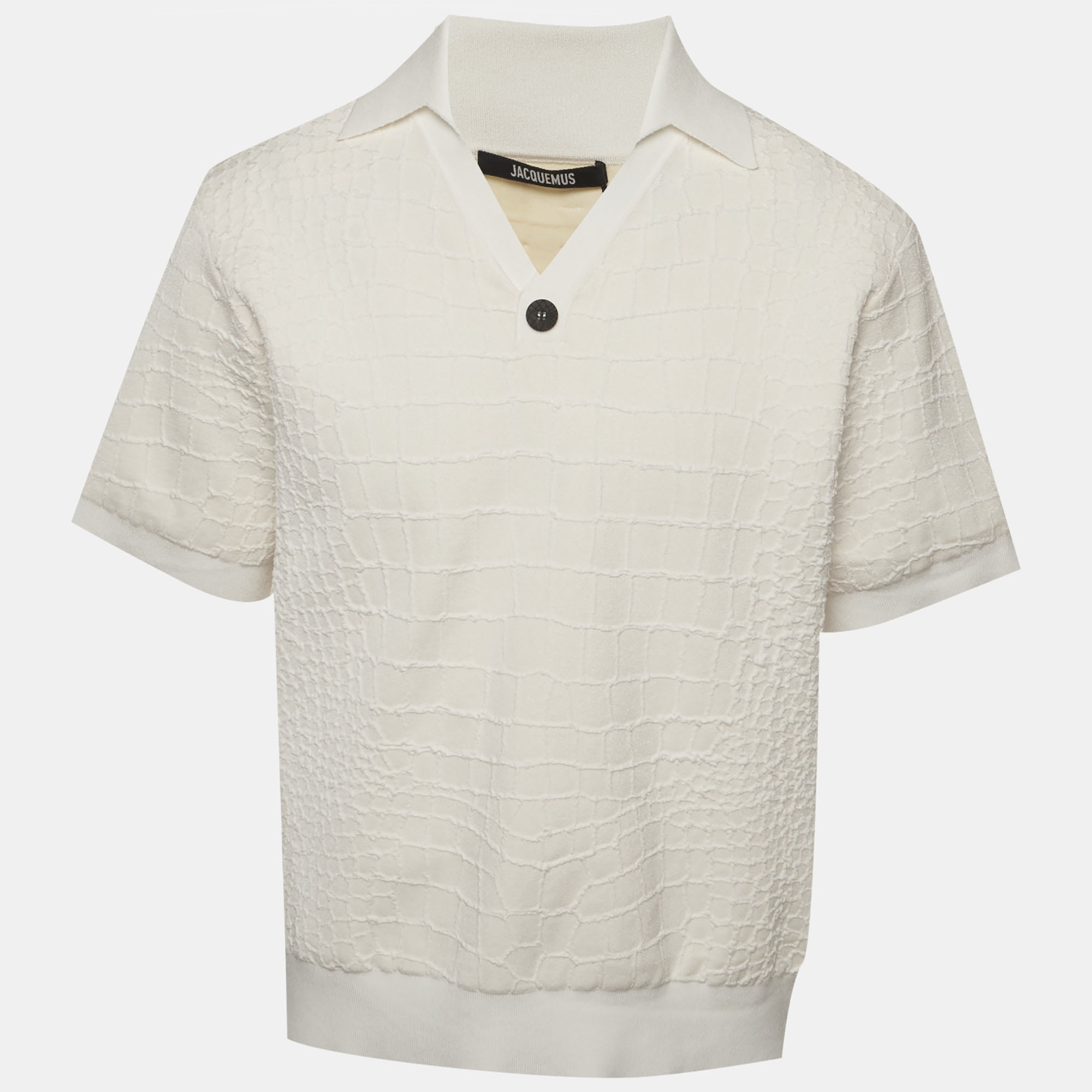 

Jacquemus White Reptile Embossed Jersey T-Shirt L