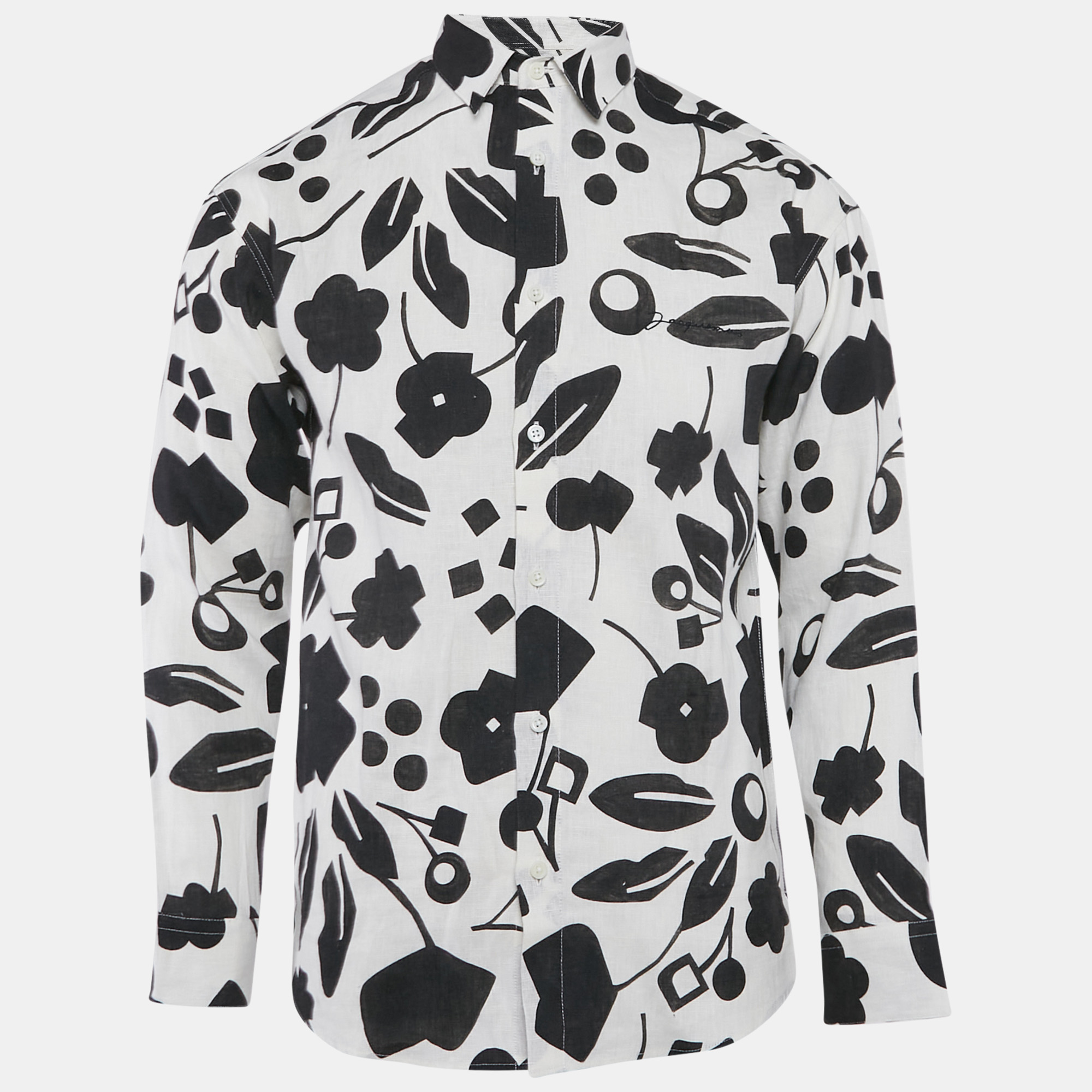 

Jacquemus Black/White Floral Print Linen La Chemise Simon Shirt XS