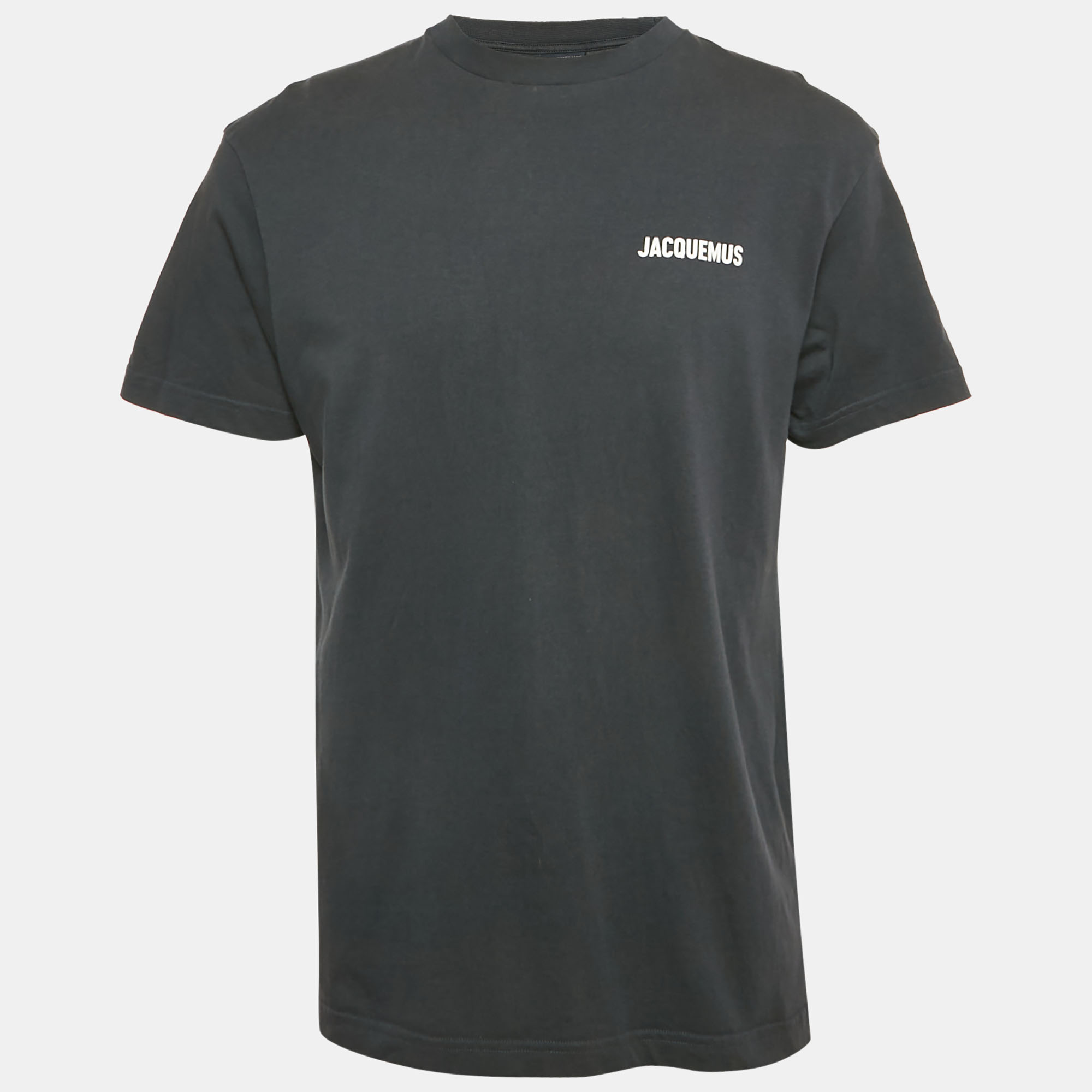 

Jacquemus Navy Blue Logo Print Cotton Crew Neck T-Shirt L