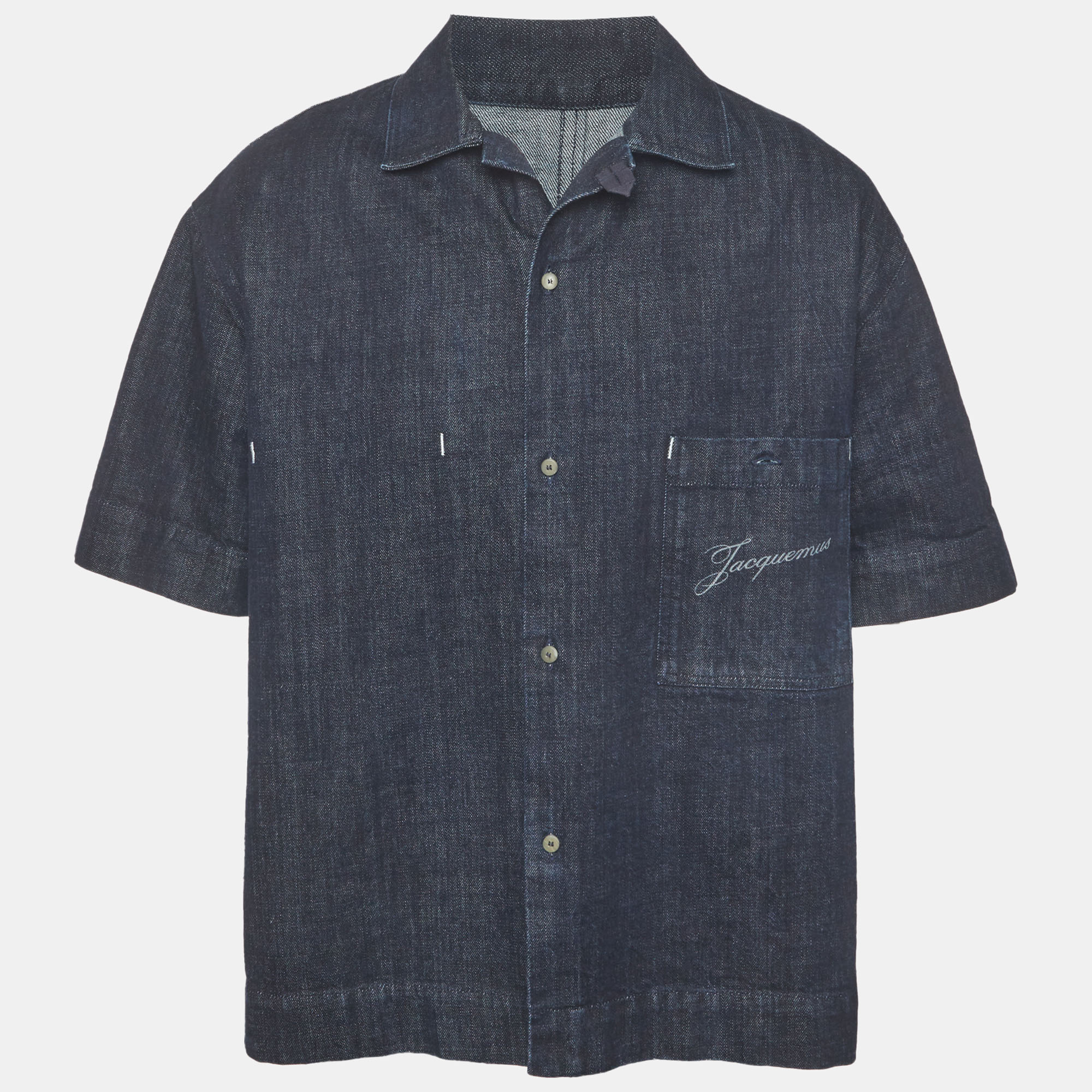 

Jacquemus Blue Denim Short Sleeve Button Front Shirt M
