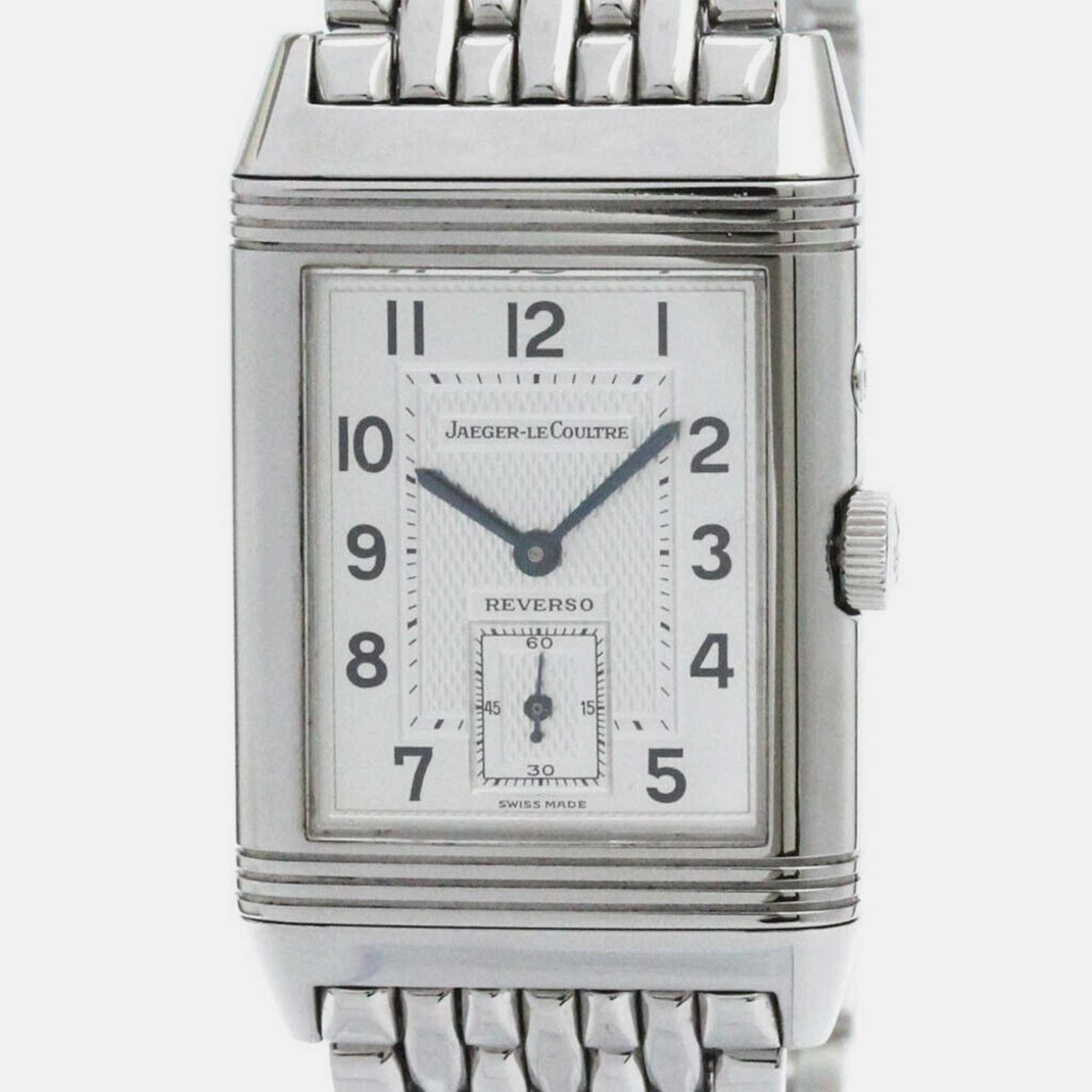 

Jaeger LeCoultre Silver Stainless Steel Reverso Duo 270.8.54 Manual Winding Women's Wristwatch 26 mm