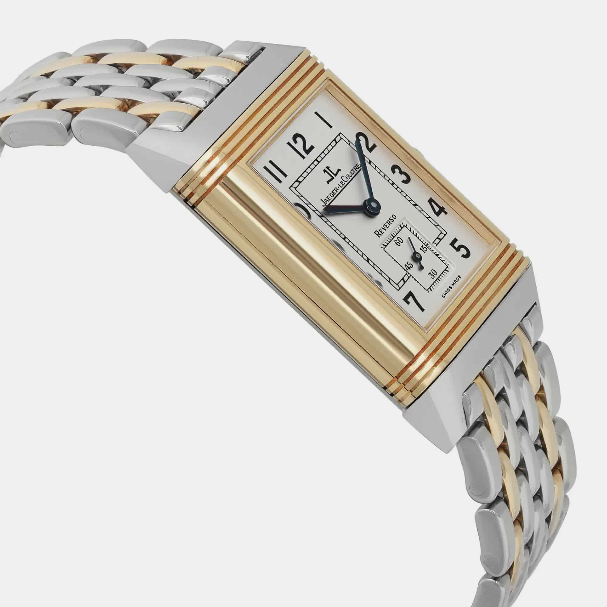 Jaeger-LeCoultre Silver Two-Tone Reverso Grande Taille 270.5.62 Manual Winding Men`s Wristwatch 17 mm 