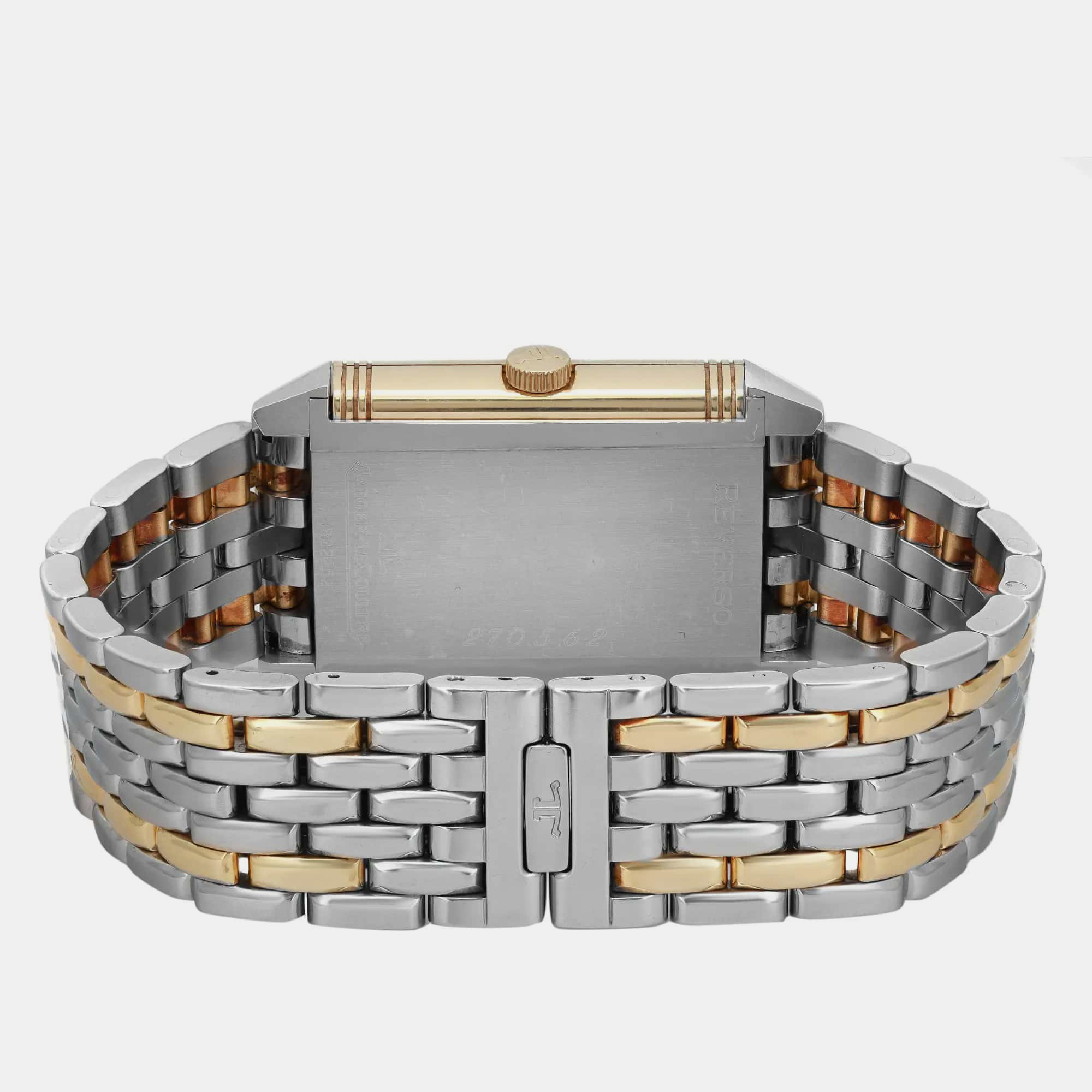 Jaeger-LeCoultre Silver Two-Tone Reverso Grande Taille 270.5.62 Manual Winding Men`s Wristwatch 17 mm 