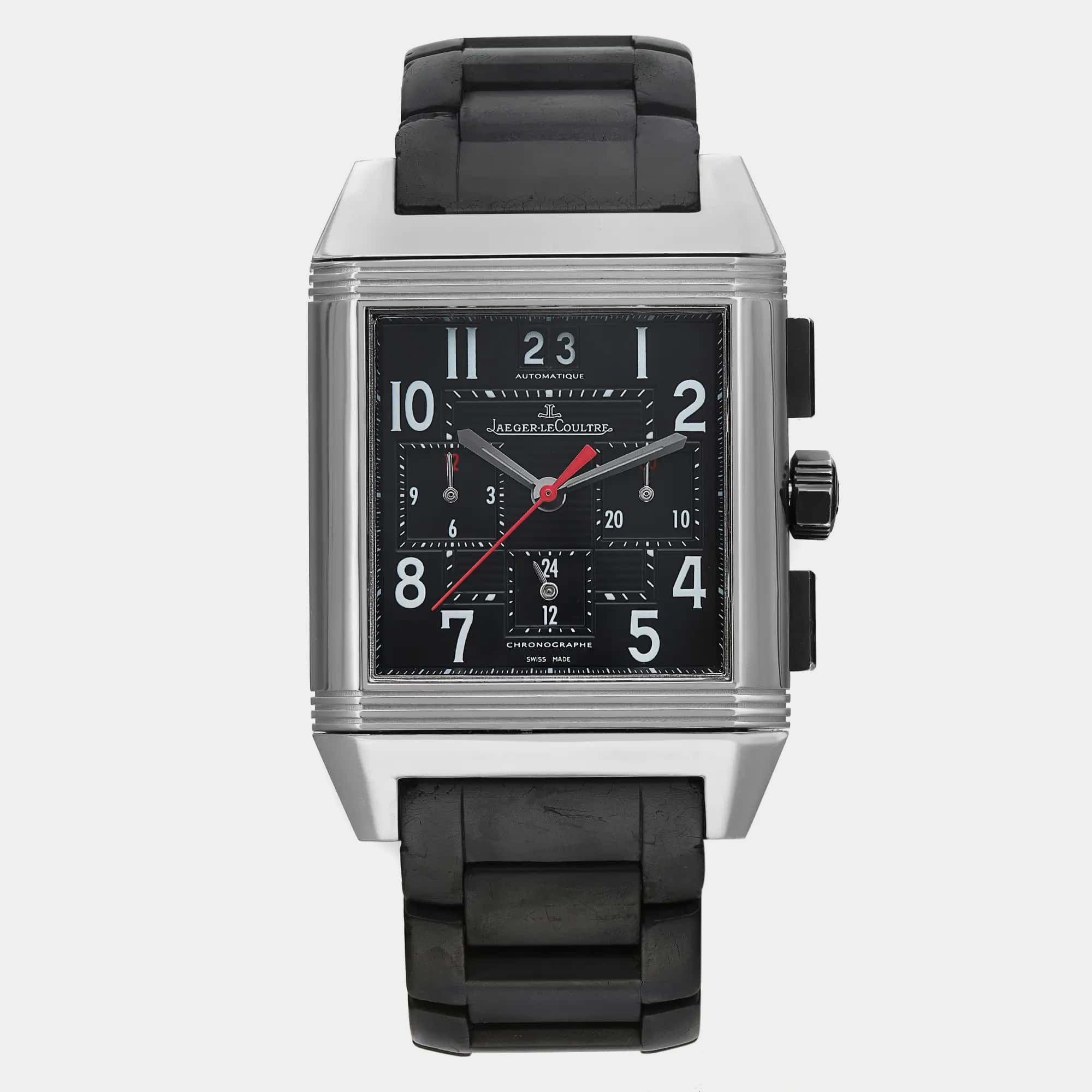 

Jaeger-LeCoultre Black Stainless Steel Reverso Squadra 230.8.45 Automatic Men's Wristwatch 35 mm