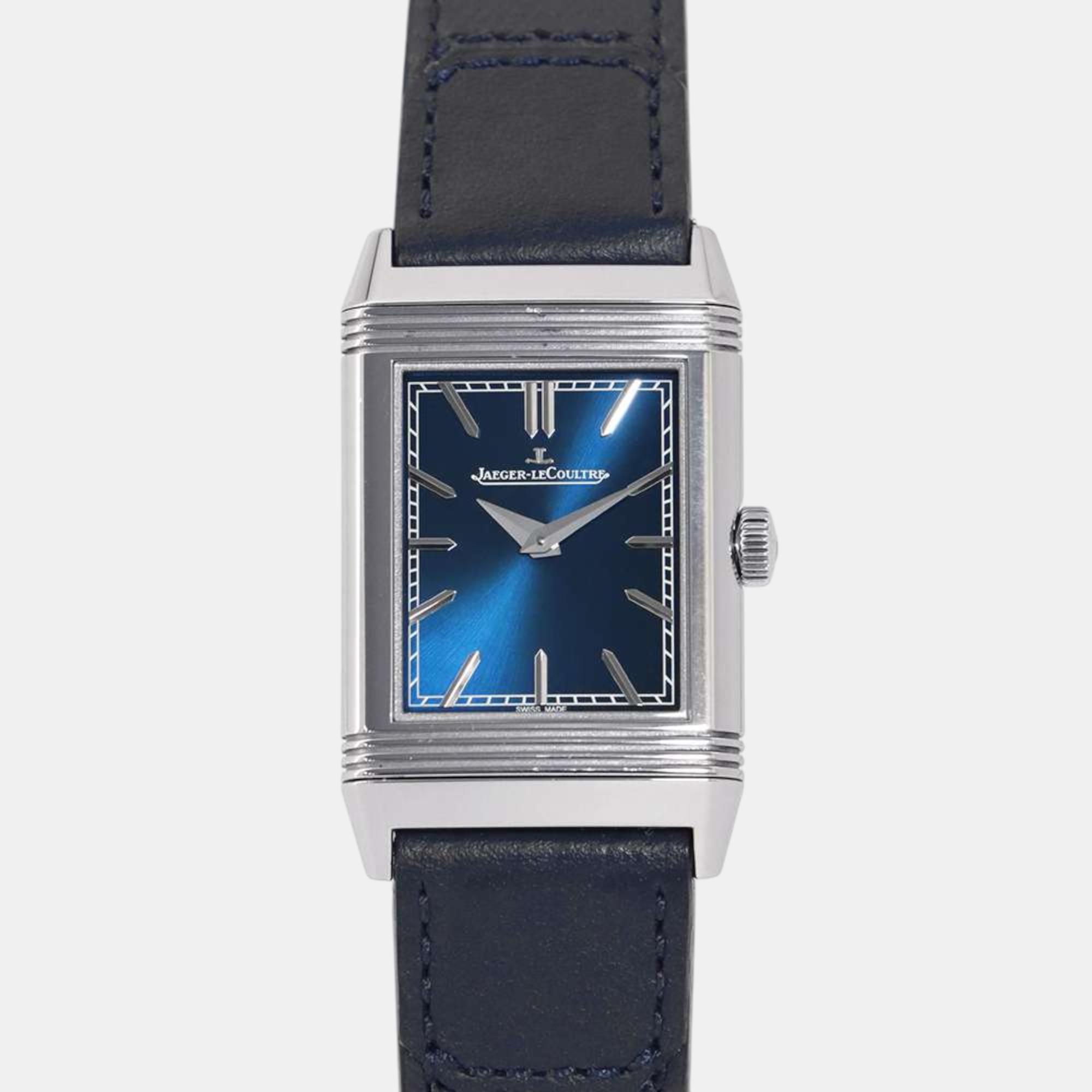 

Jaeger LeCoultre Blue Stainless Steel Reverso Q716848J Manual Winding Men's Wristwatch 24 mm