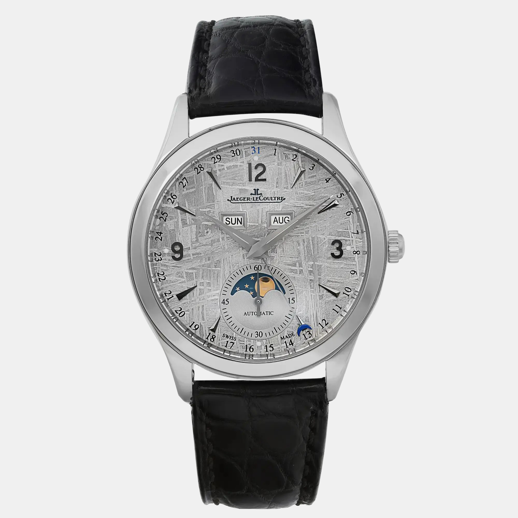 

Jaeger LeCoultre Meteorite Stainless Steel Master Calender Q1558421 Automatic Men's Wristwatch 39 mm, Grey