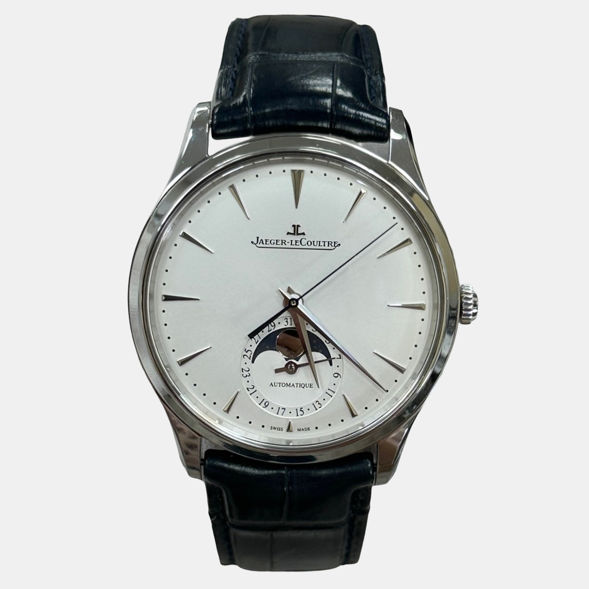 Pre-owned Jaeger-lecoultre Master Ultra Thin Moonphase Q1368430 Automatic Silver Stainless Steel Men's Wristwa