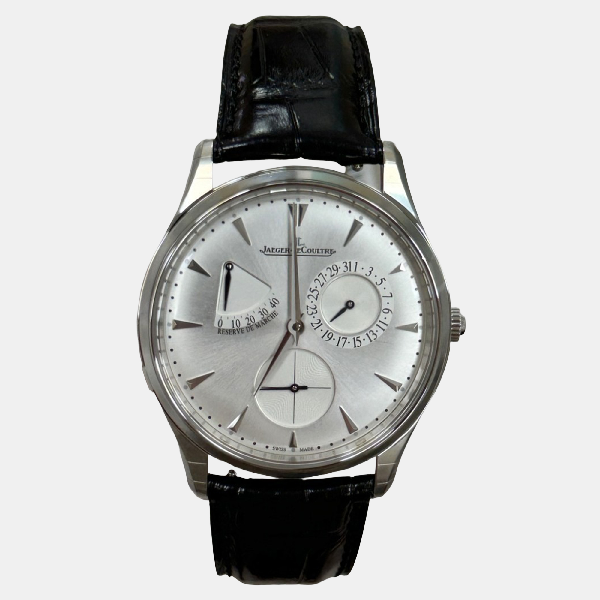 

Jaeger-LeCoultre Master Ultra Thin Reserve De Marche Q1378420 Automatic Silver Stainless Steel Men's Wristwatch 39 mm