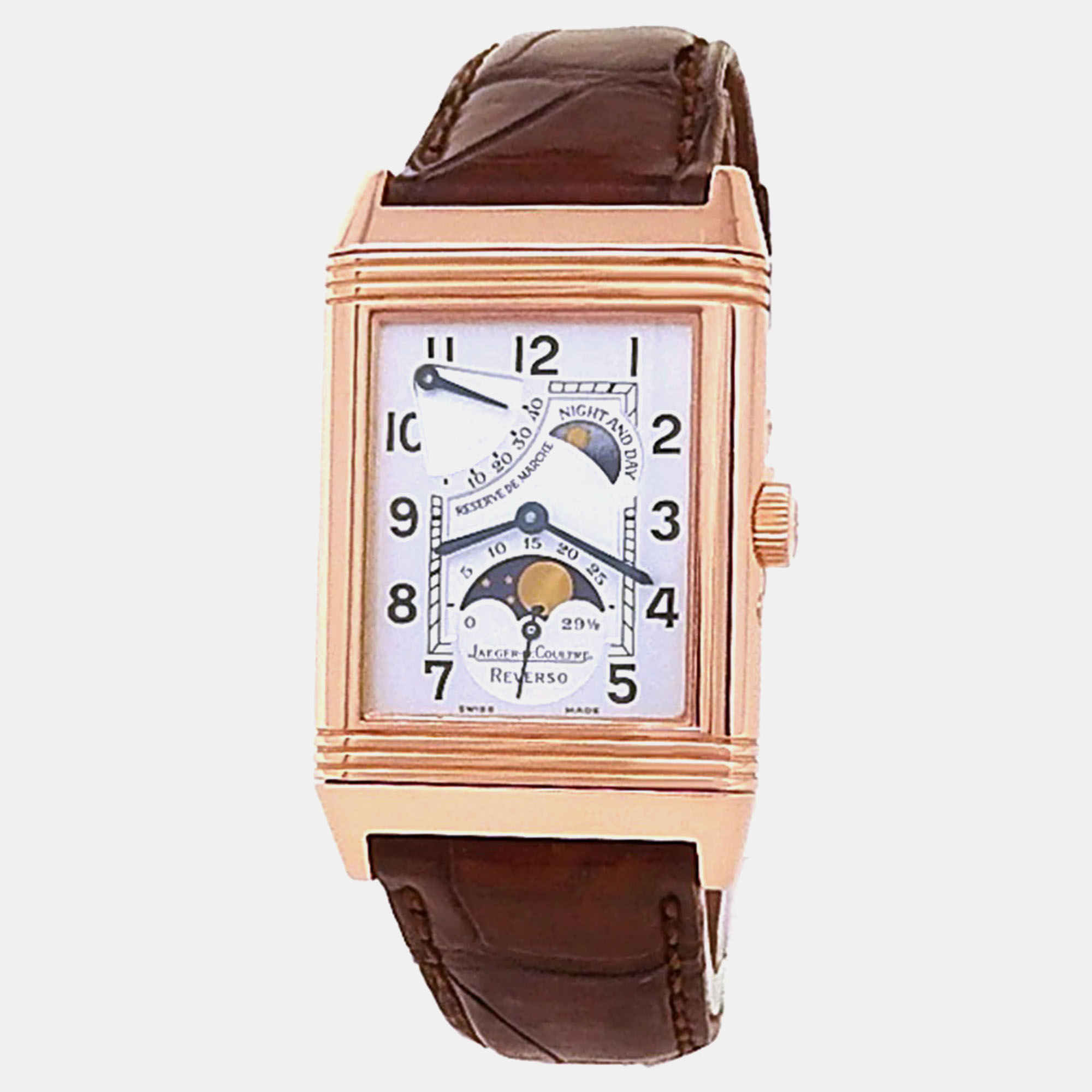 

Jaeger-LeCoultre Reverso Sun Moon Q2752420 Manual Winding Silver Dial 18k Rose Gold Men's Wristwatch