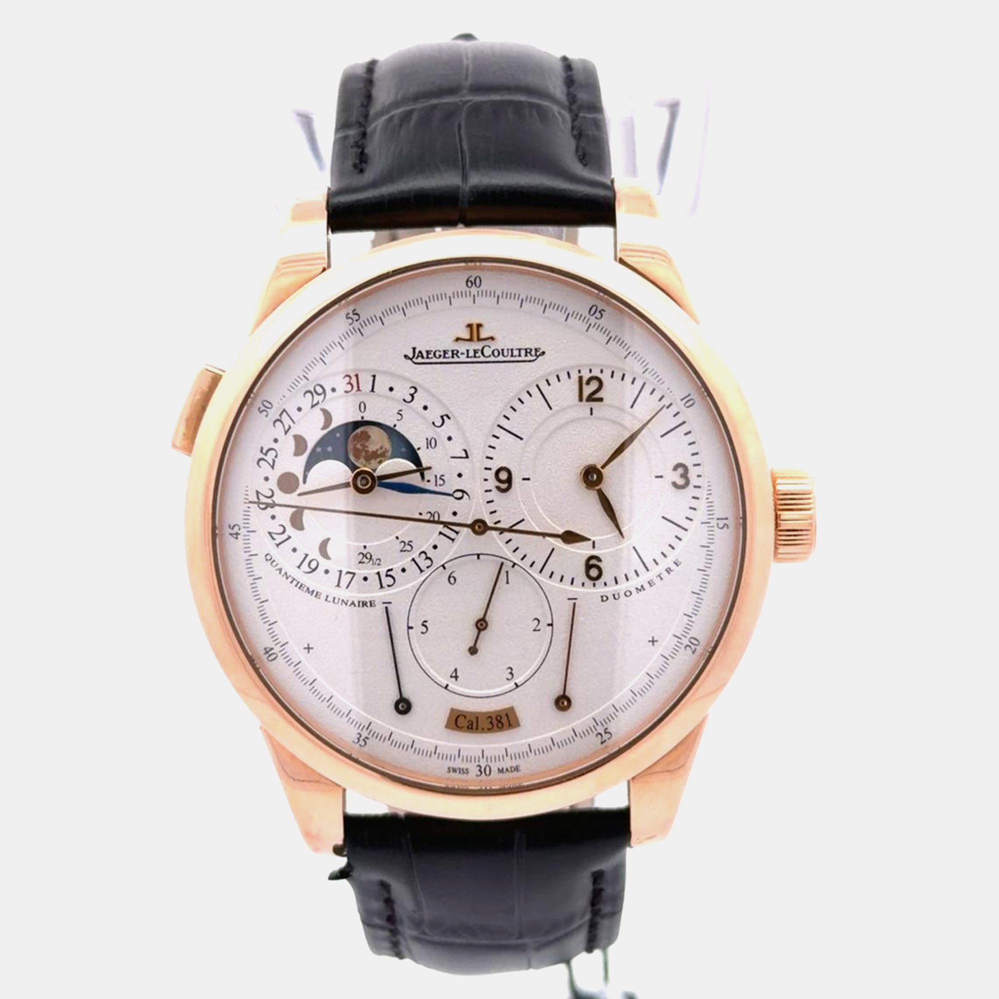 

Jaeger LeCoultre Duometre Quantieme Lunaire Q6042521 18K Rose Gold Manual Winding Silver Men Wristwatch