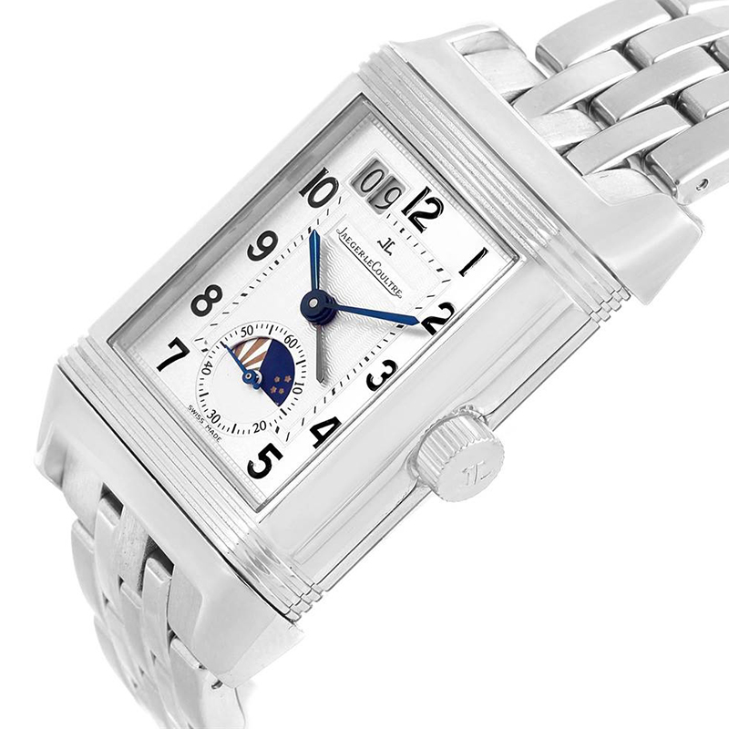 

Jaeger LeCoultre Silver Stainless Steel Grande Reverso Date, White