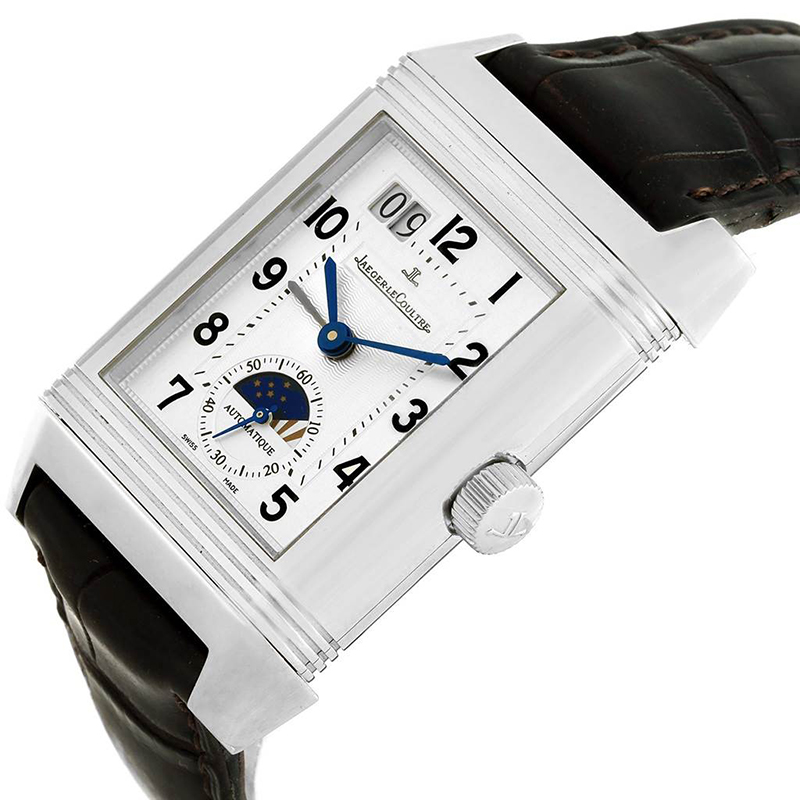 

Jaeger LeCoultre Silver Stainless Steel Grande Reverso Date, White