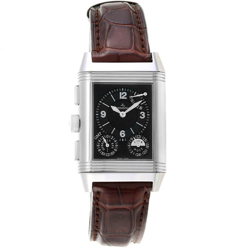 

Jaeger LeCoultre Silver Stainless Steel Reverso Grande GMT, Black