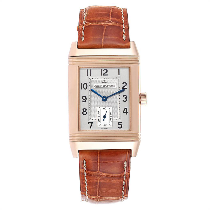 Preowned Jaegerlecoultre Silver 18k Rose Gold And Leather Reverso Art