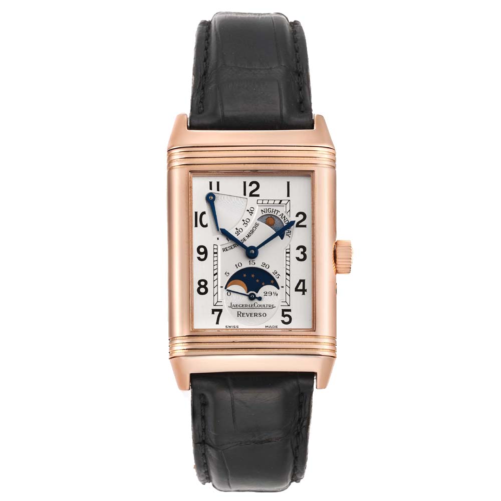 Preowned Jaegerlecoultre Silver 18k Rose Gold Reverso Sun Moon 270.2.