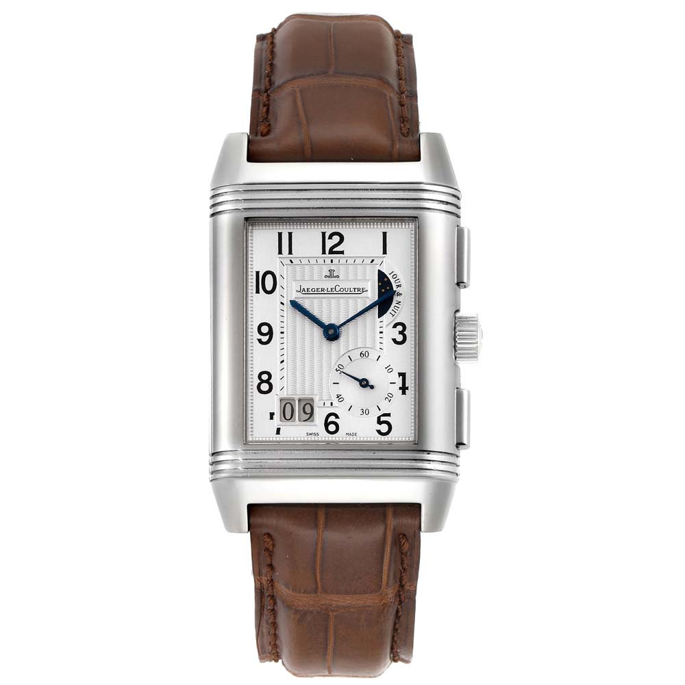 

Jaeger Black/Silver Stainless Steel LeCoultre Reverso Grande GMT