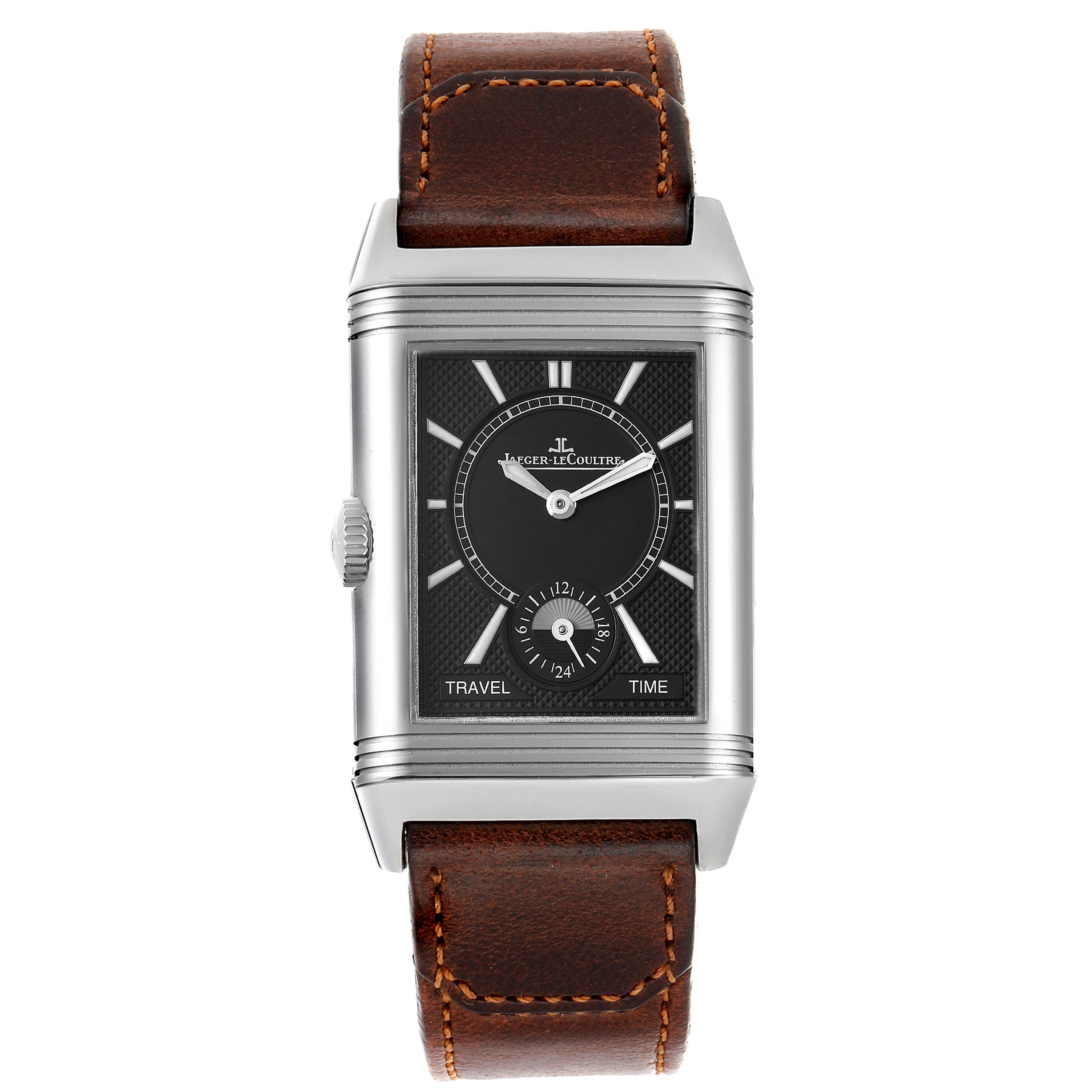 

Jaeger LeCoultre Silver Stainless Steel Reverso Duo Day Night, Black