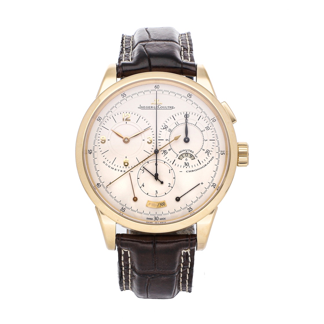 Preowned Jaegerlecoultre Silver 18k Rose Gold Duometre A Chronographe