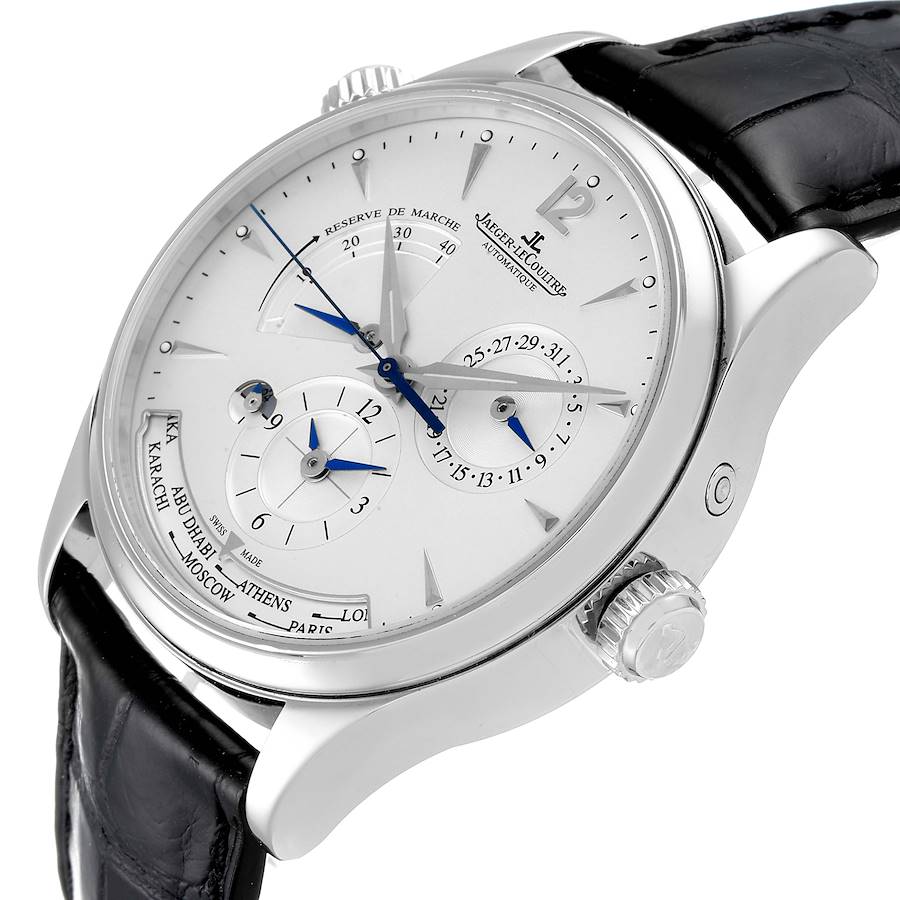 

Jaeger Lecoultre Silver Stainless Steel Master Geographic 176.8.29.S Q1428421 Men's Wristwatch 39 MM