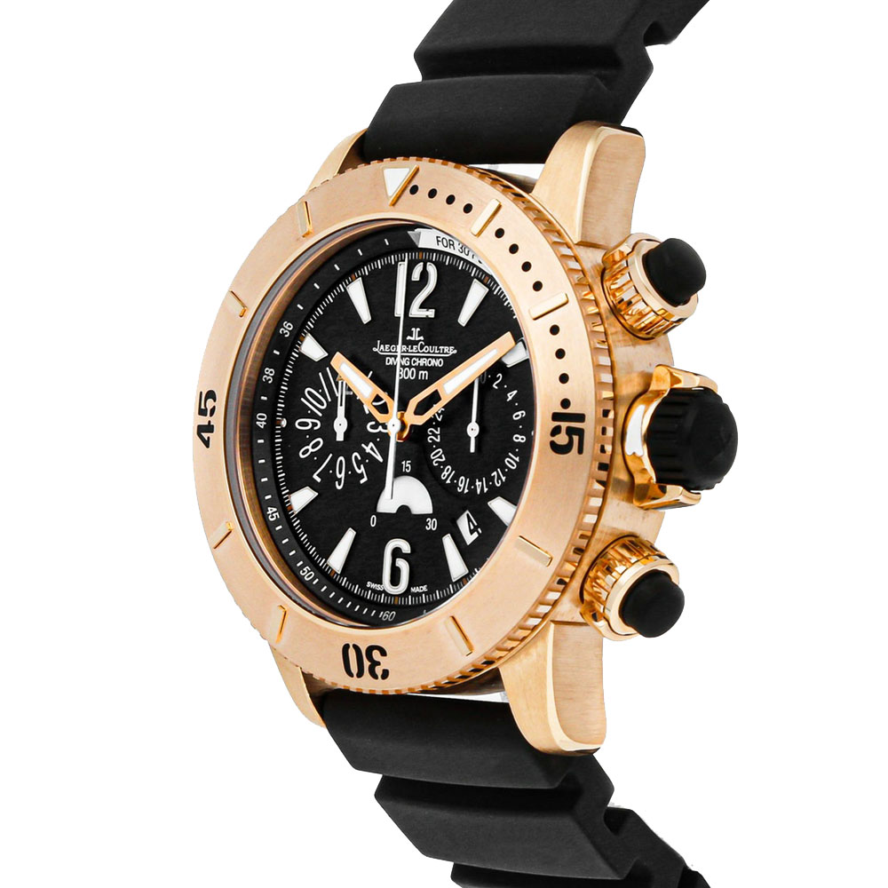 

Jaeger LeCoultre Black 18K Rose Gold Master Compressor Diving Chronograph Q1862640 Men's Wristwatch 44 MM