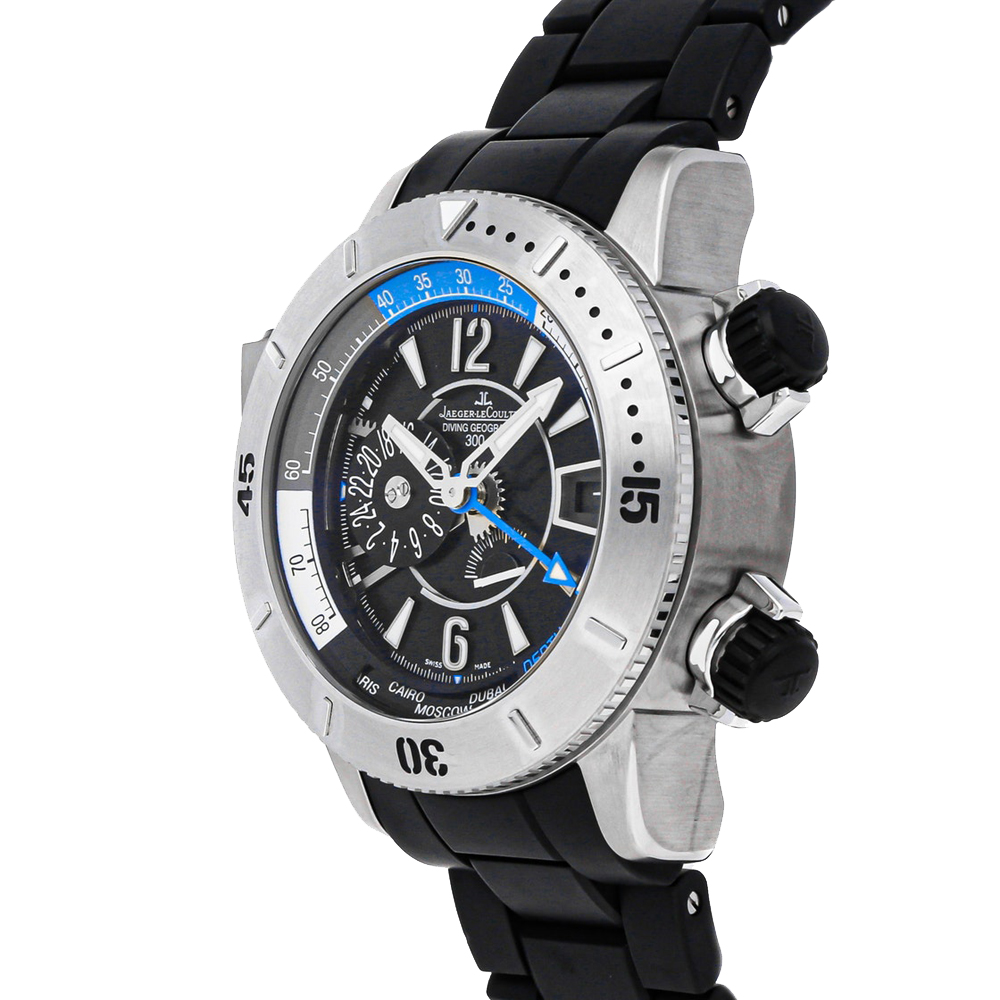 Jaeger LeCoultre Black Titanium Master Compressor Diving Pro Geographic Q185T770 Men's Wristwatch 46 MM