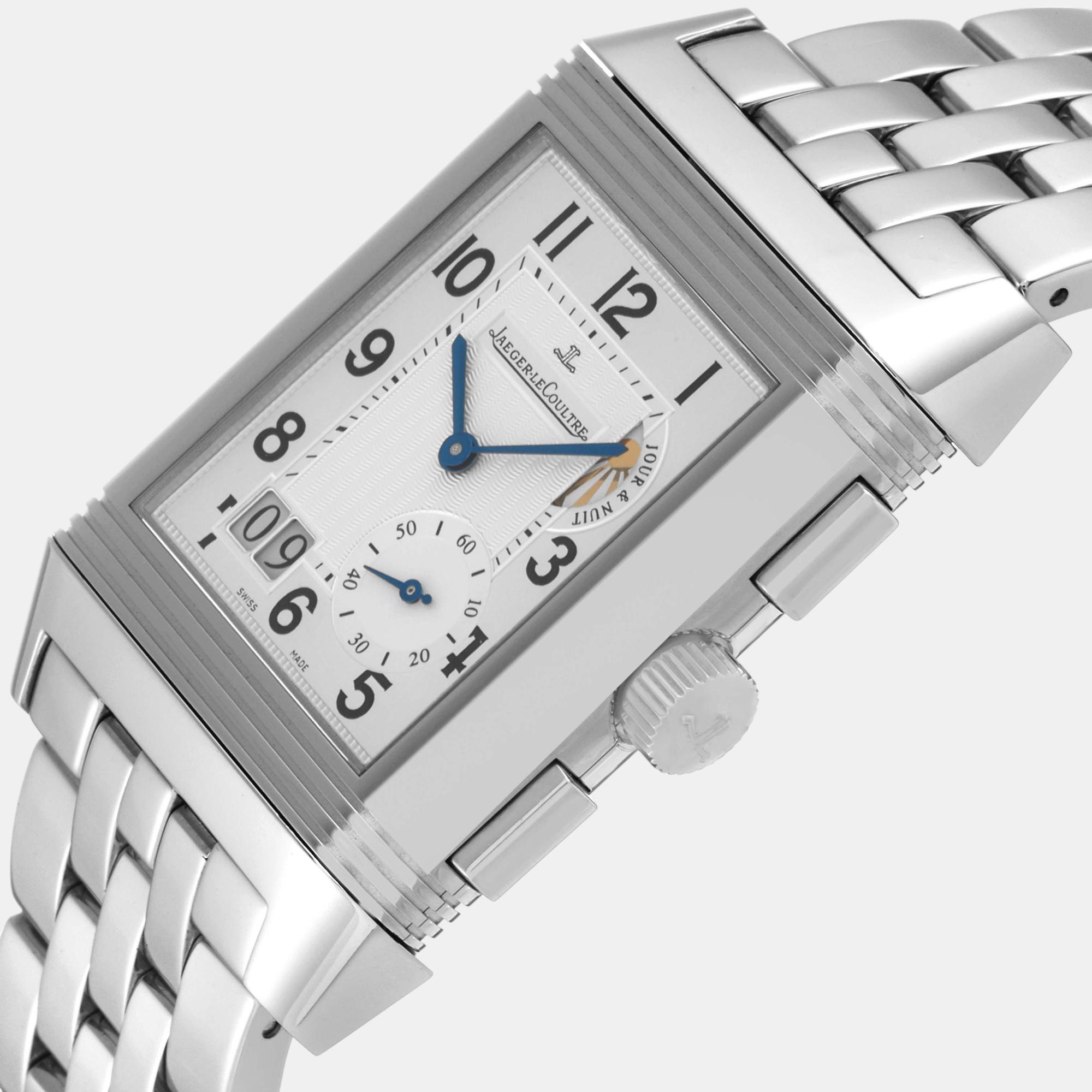 

Jaeger LeCoultre Silver Stainless Steel Reverso 240.8.18 Manual Winding Men's Wristwatch 29 mm