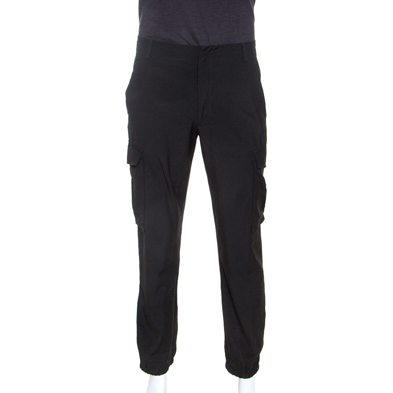 Pre Owned Jean Paul Gaultier Black Wool Lightweight Cargo Trousers XL